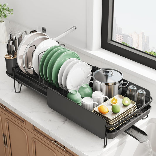 Large Dish Drying Rack - Expandable (19.3" to 29.4") Dish Rack for Kitchen Counter