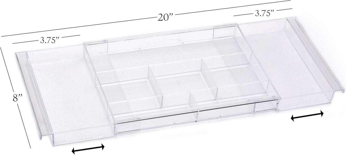 Expandable Drawer Organizer - Customizable Makeup Vanity Organizing Storage Tray for Bathroom