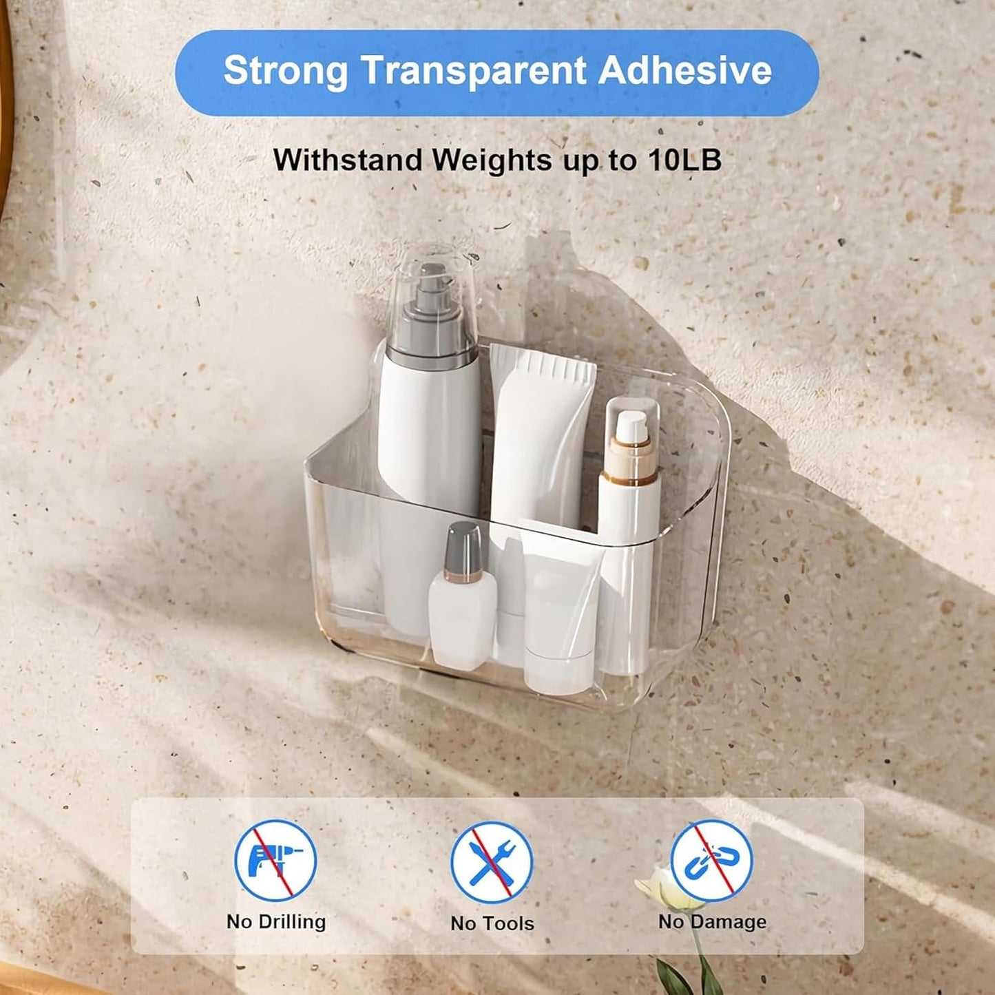 Acrylic Wall Mount Organizer, Self Adhesive Organizer for Wall, Cabinet Door Organizer