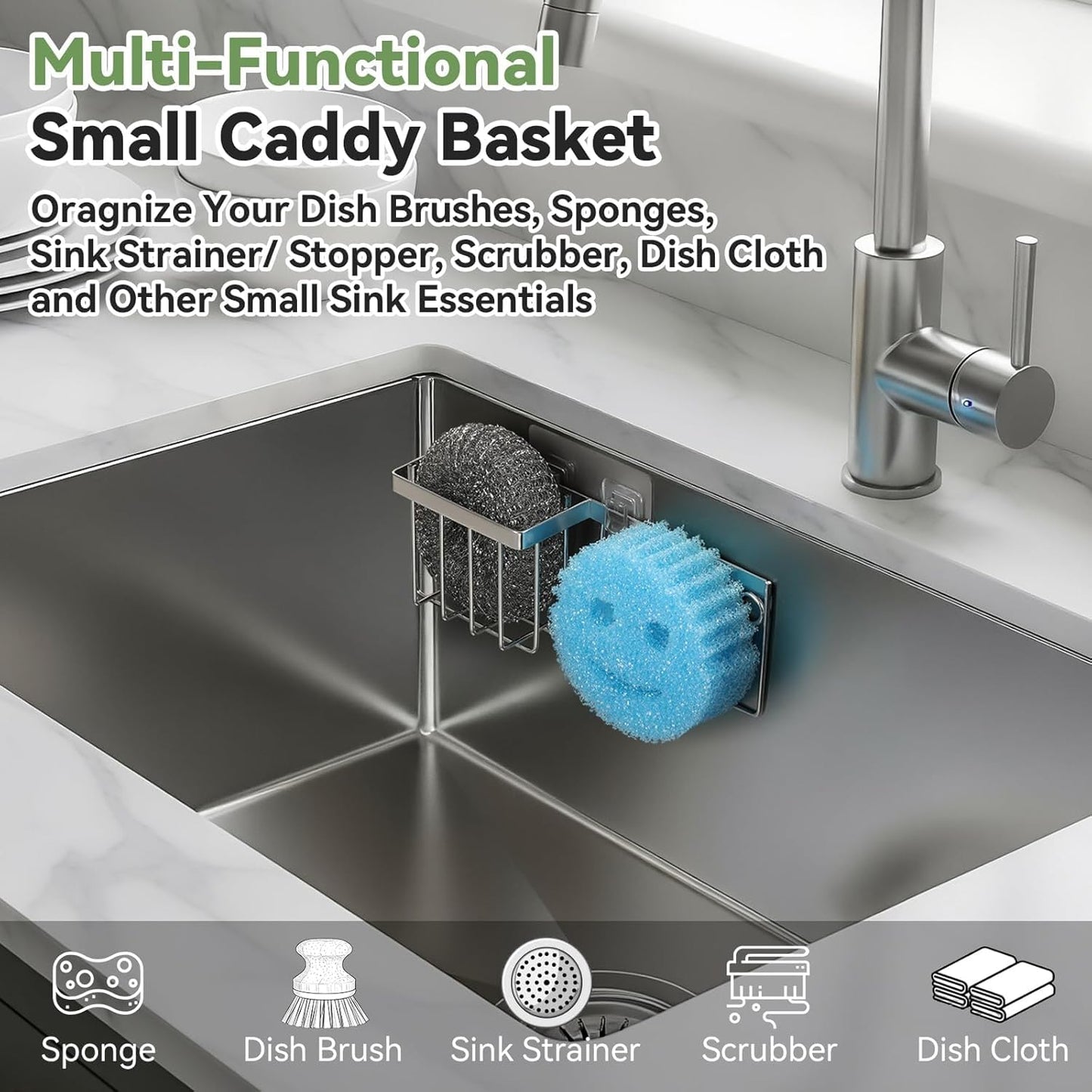 [Space Saving] Sponge Holder for Kitchen Sink, Great for Scrub Daddy / Scrub Mommy Sponges