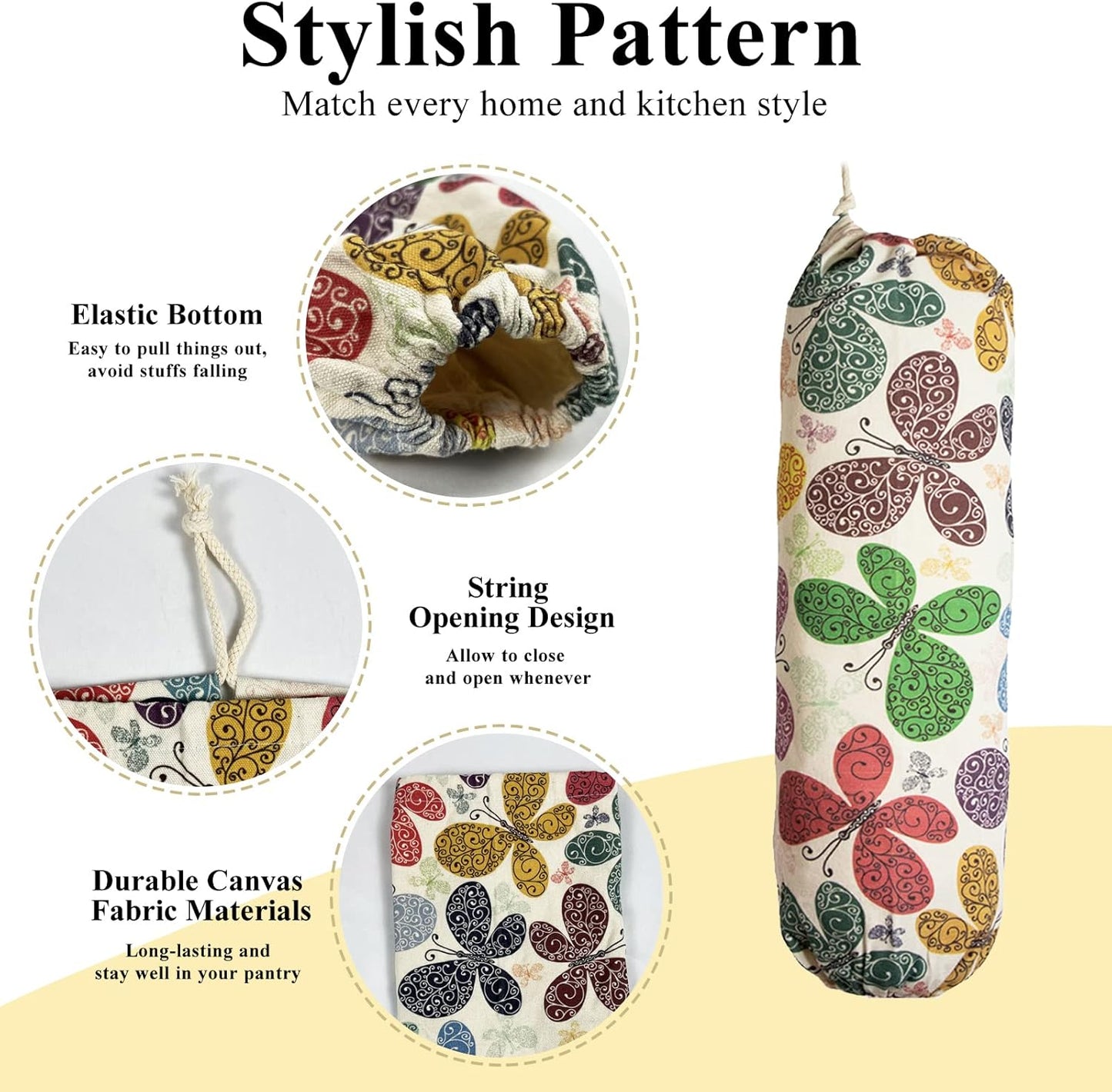 Plastic Bag Holder, Wall Mount Grocery Bag Organizer Dispenser