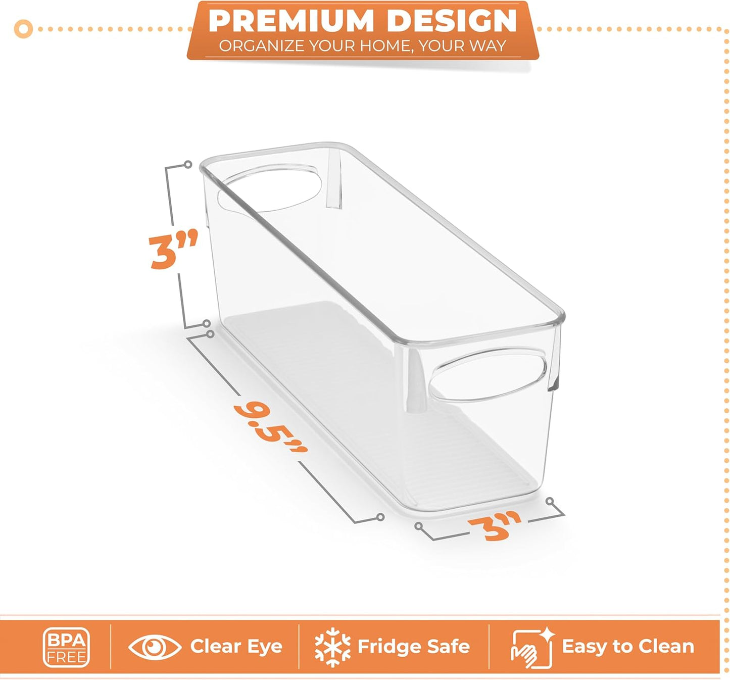 Small Clear Plastic Storage Bins for Organizing, 10 Pack Clear Organizer Bins with Handles