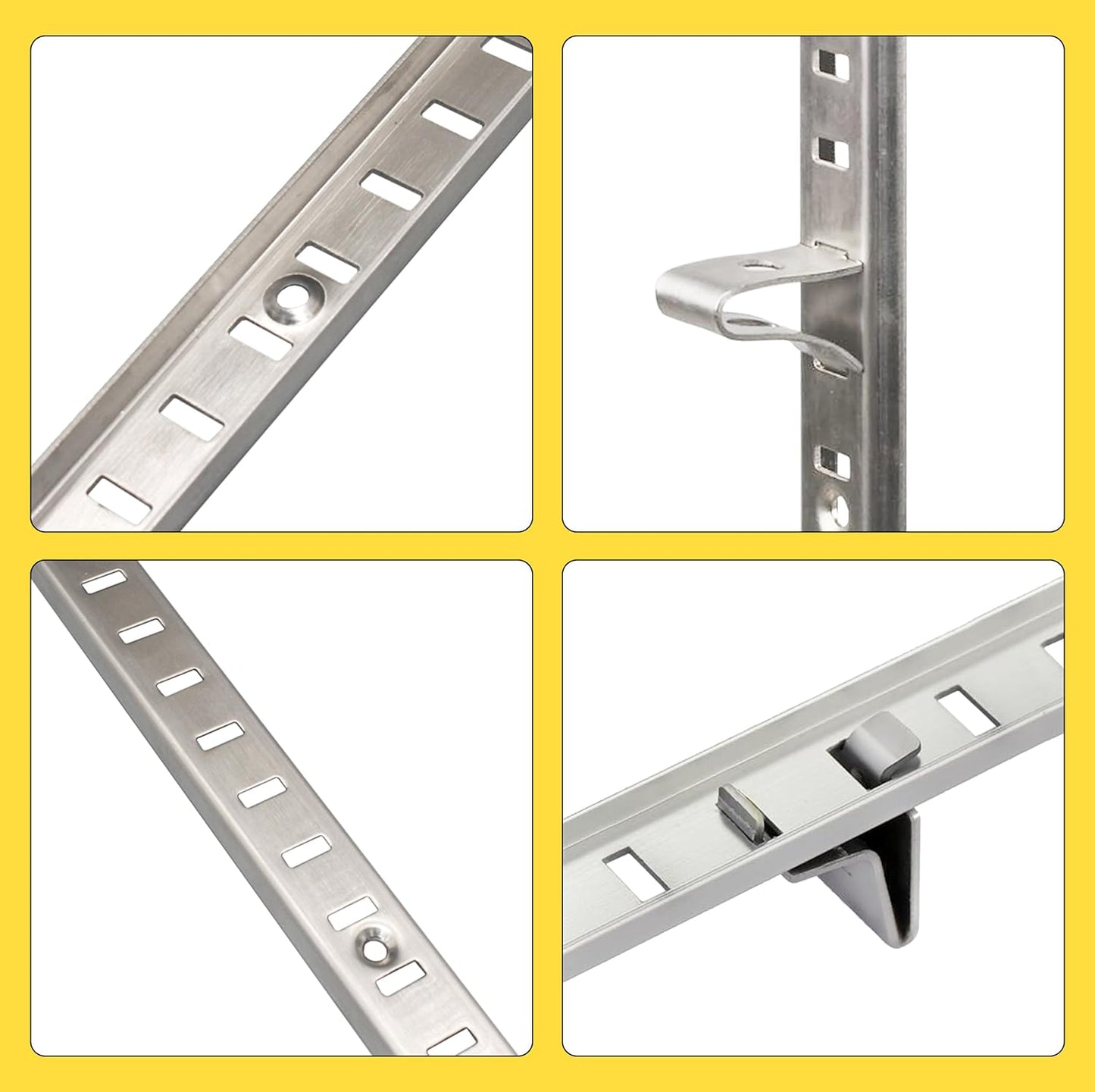 Adjustable Shelf Bracket 40 Inch 8 Pack Silver Shelf Pilaster Strips Shelf Rail Shelf Track Adjustable Wall Shelves Shelf Standards and Supports for Cabinet Closet Organization