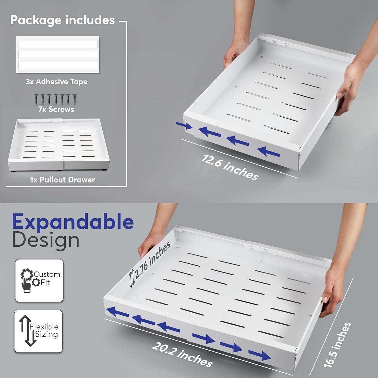 Pull Out Cabinet Organizer – Smooth Sliding Expandable Pull Out Drawers for Cabinets