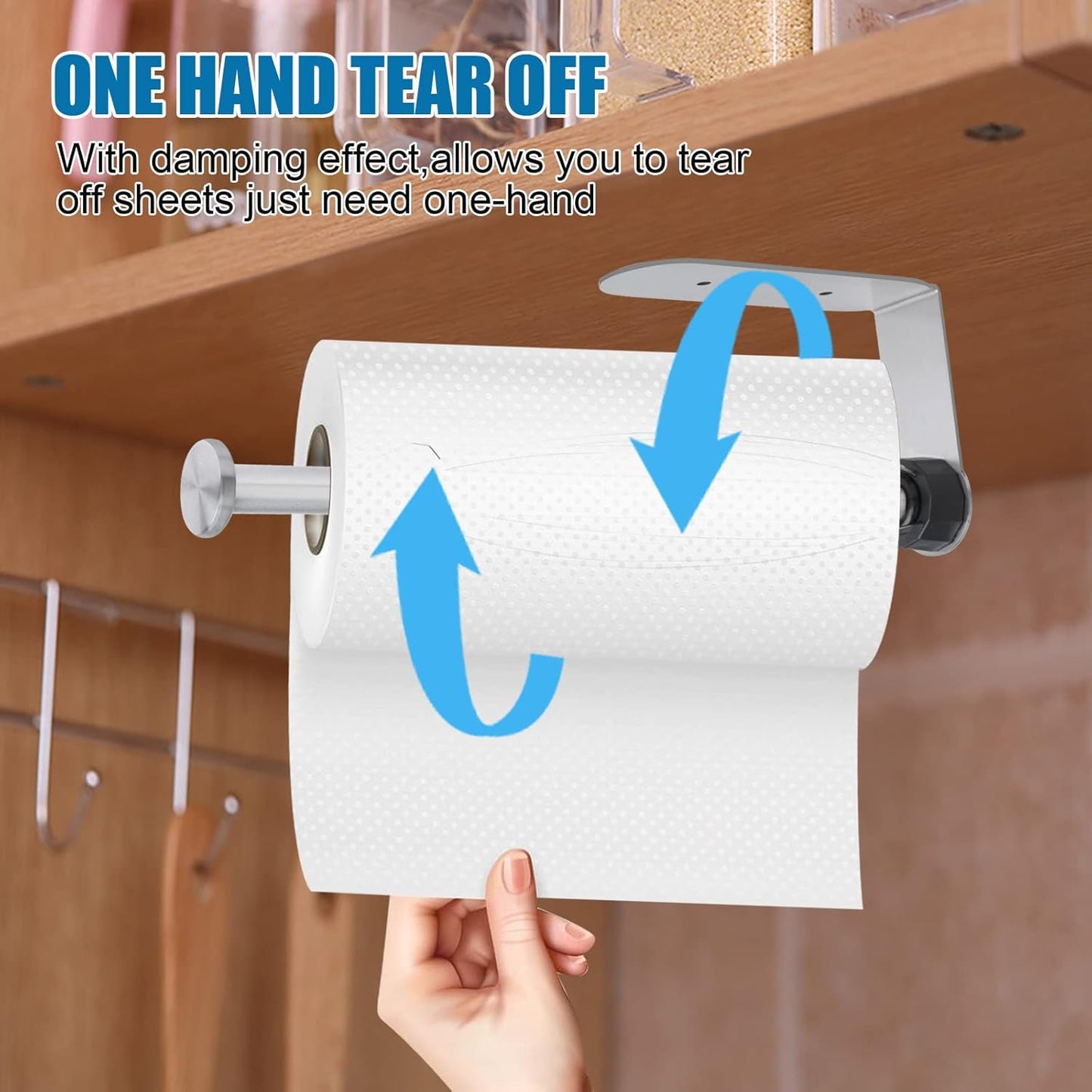2 Pack Paper Towel Holder, Easy Tear with Damping Function