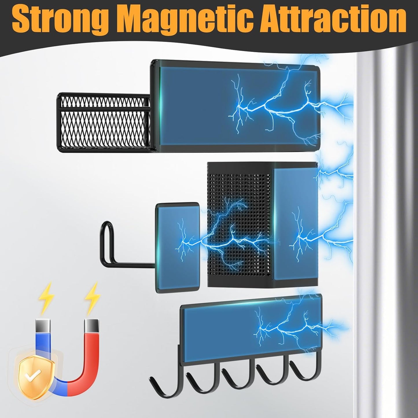 Magnetic Spice Rack for Refrigerator, 10 Pack 100% Metal Strong Magnet Shelf