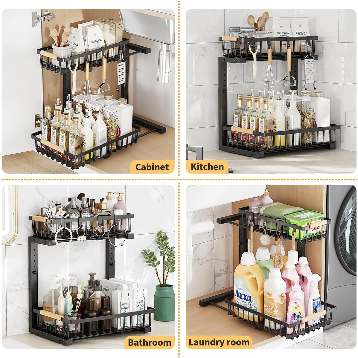 Under Sink Organizer, 2 Tier Under Sink Organizers and Storage