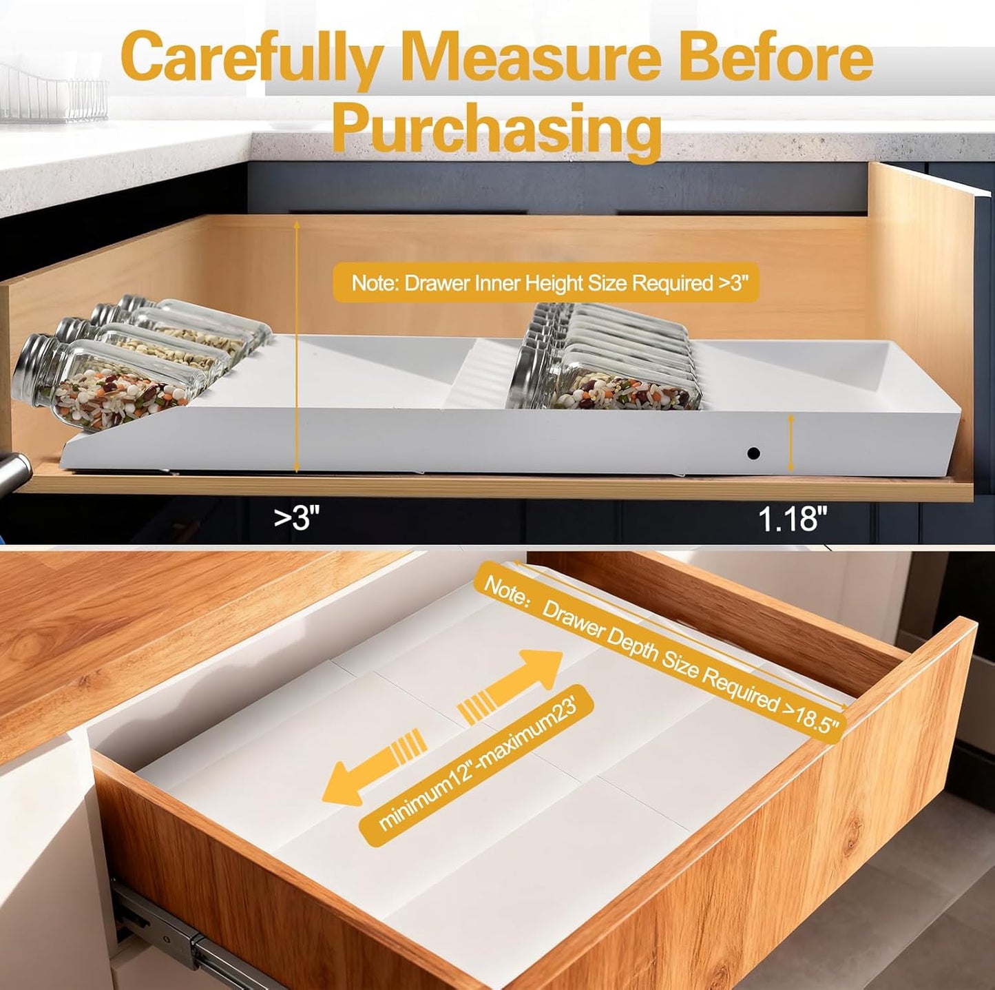 Spice Drawer Organizer, 4-Tier Metal Spice Rack for Drawer