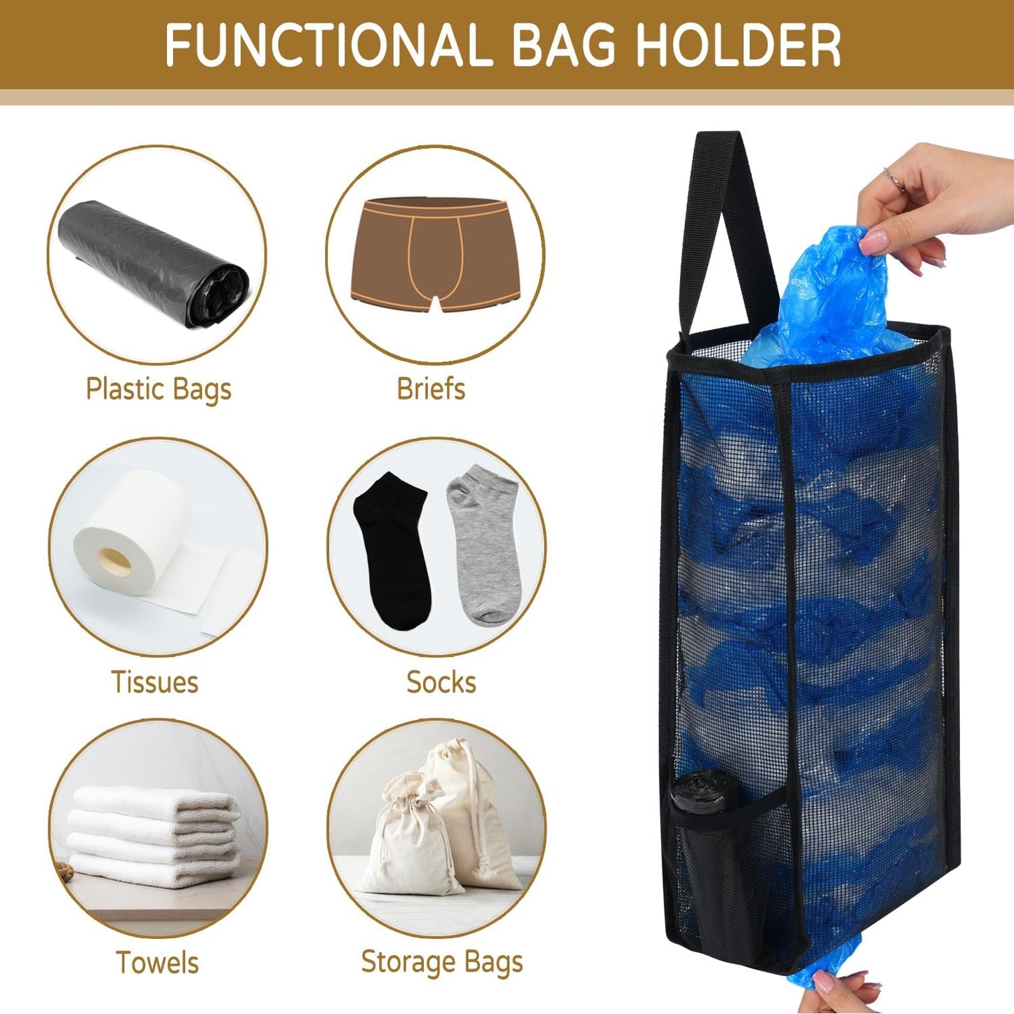 Plastic Bag Holder, Large Capacity Grocery Bag Holder