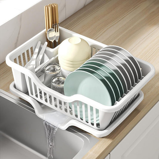 2-Piece Plastic Dish Drying Rack, Heavy Duty Sink Set Dish Rack