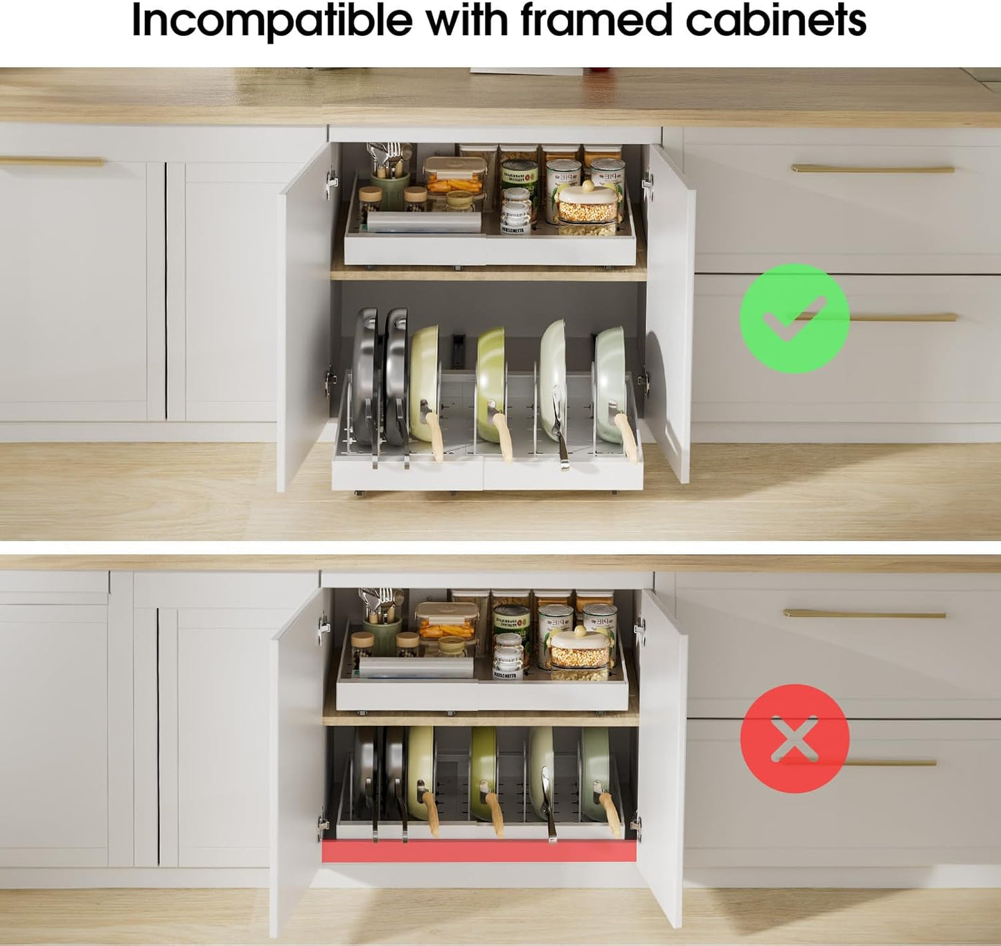 16" Deep Pull Out Cabinet Organizer with 6 Dividers