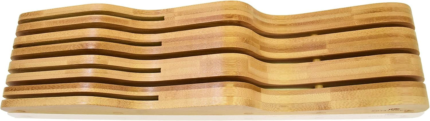 Bamboo Knife Block Holder, In-Drawer Knife Drawer Organizer,Knife Block without Knives