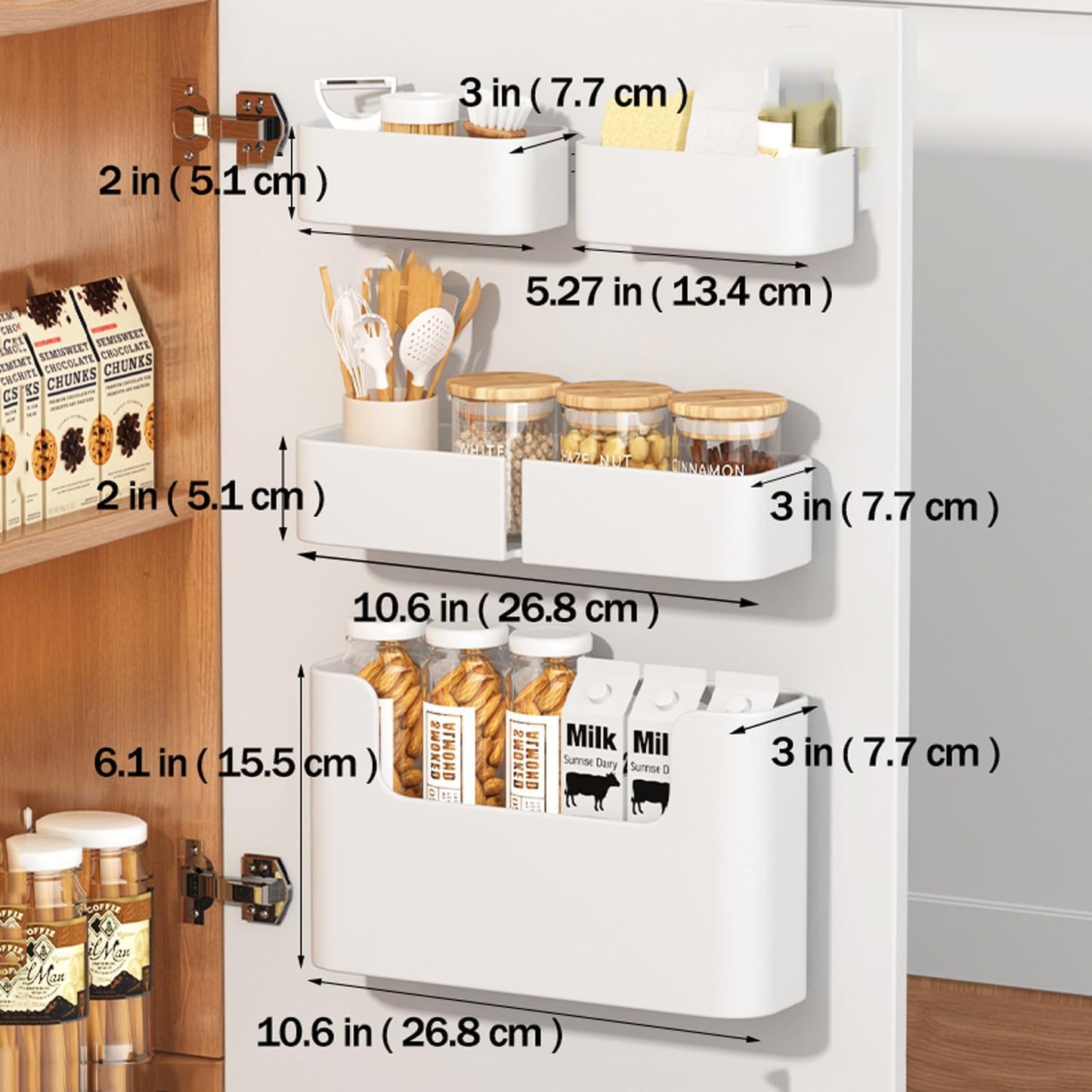 Adhesive Cabinet Door Organizer Storage 4 Pack