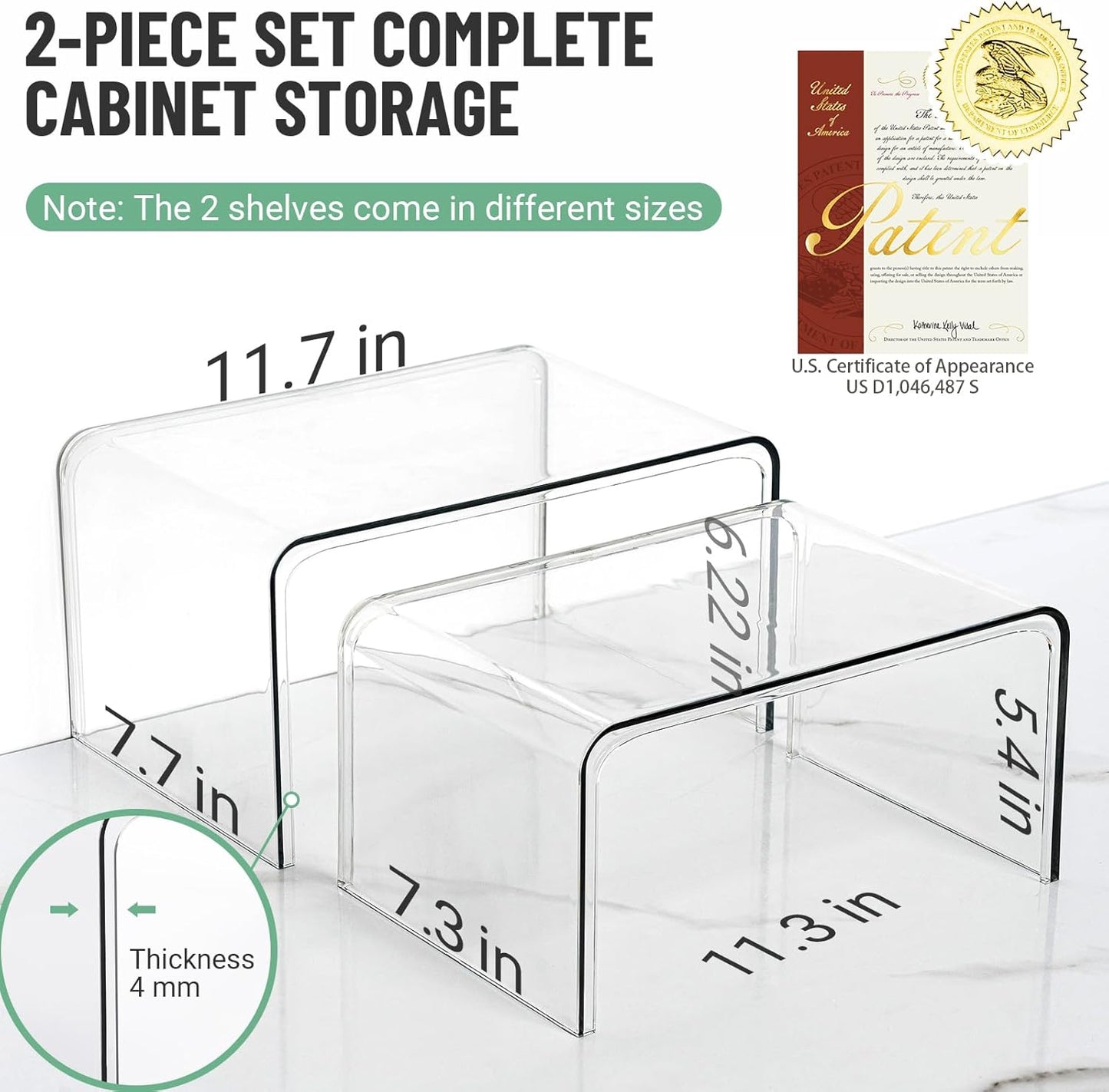 Clear Cabinet Organizer, Shelf Organizer Set of 2 for Kitchen Pantry Organizers and Storage