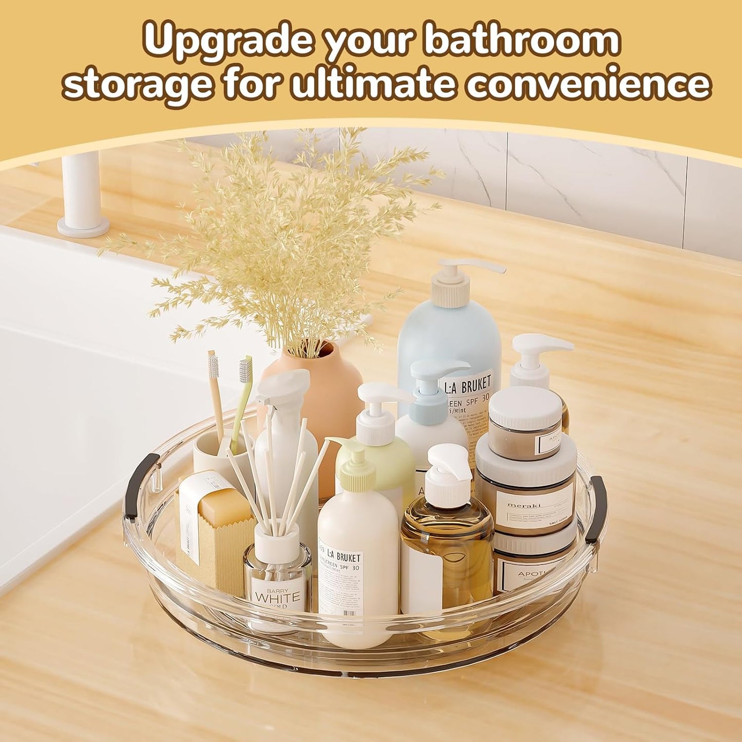 Clear Lazy Susan Organizer Turntable for Cabinet Table Top
