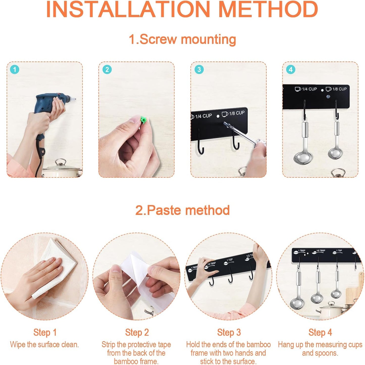 Premium Measuring Cups and Spoons Hanging Rack
