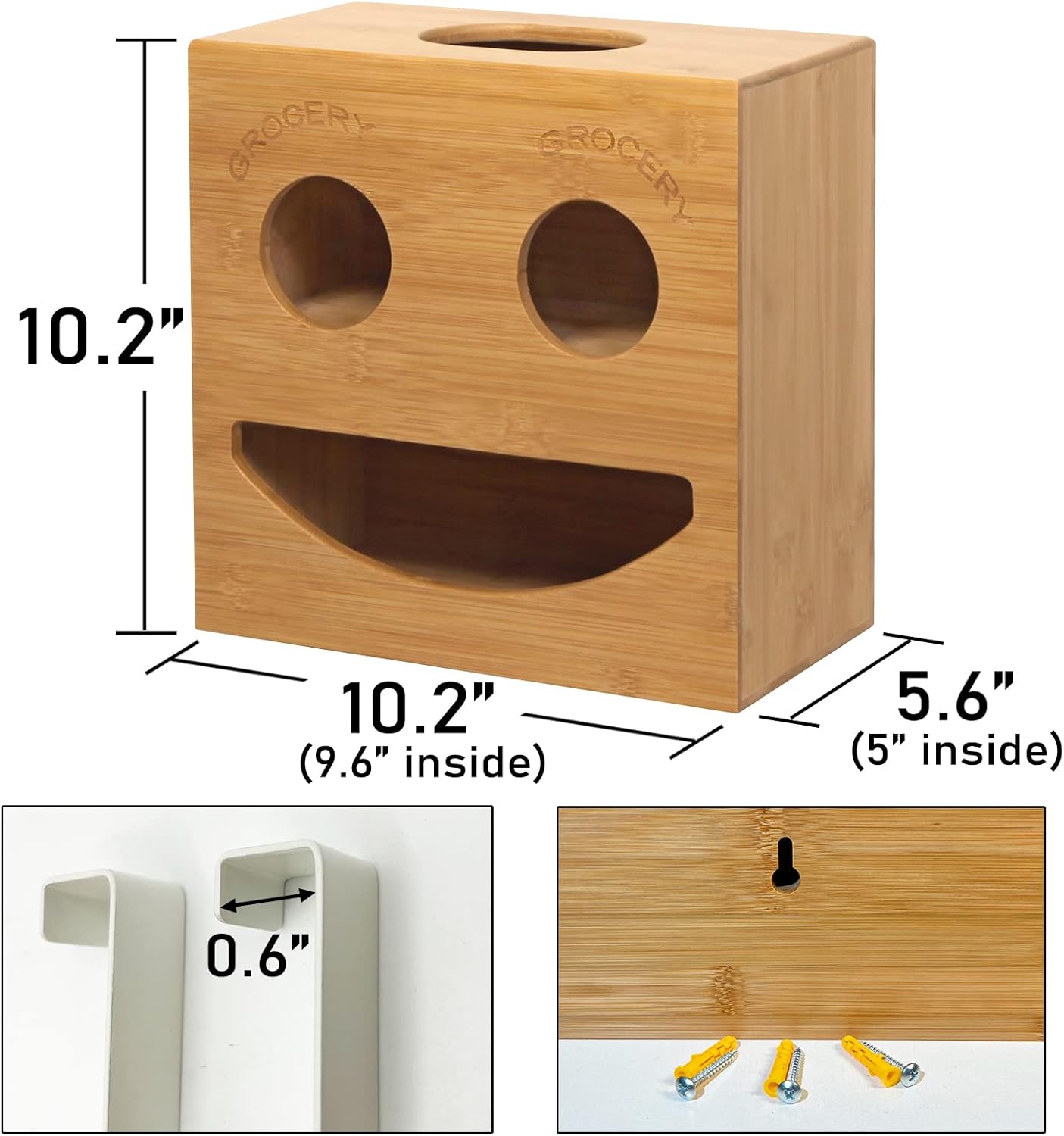 2-in-1 Trash Bag Dispenser & Grocery Bag Holder with Hanger for Standard Trash Bag Rolls