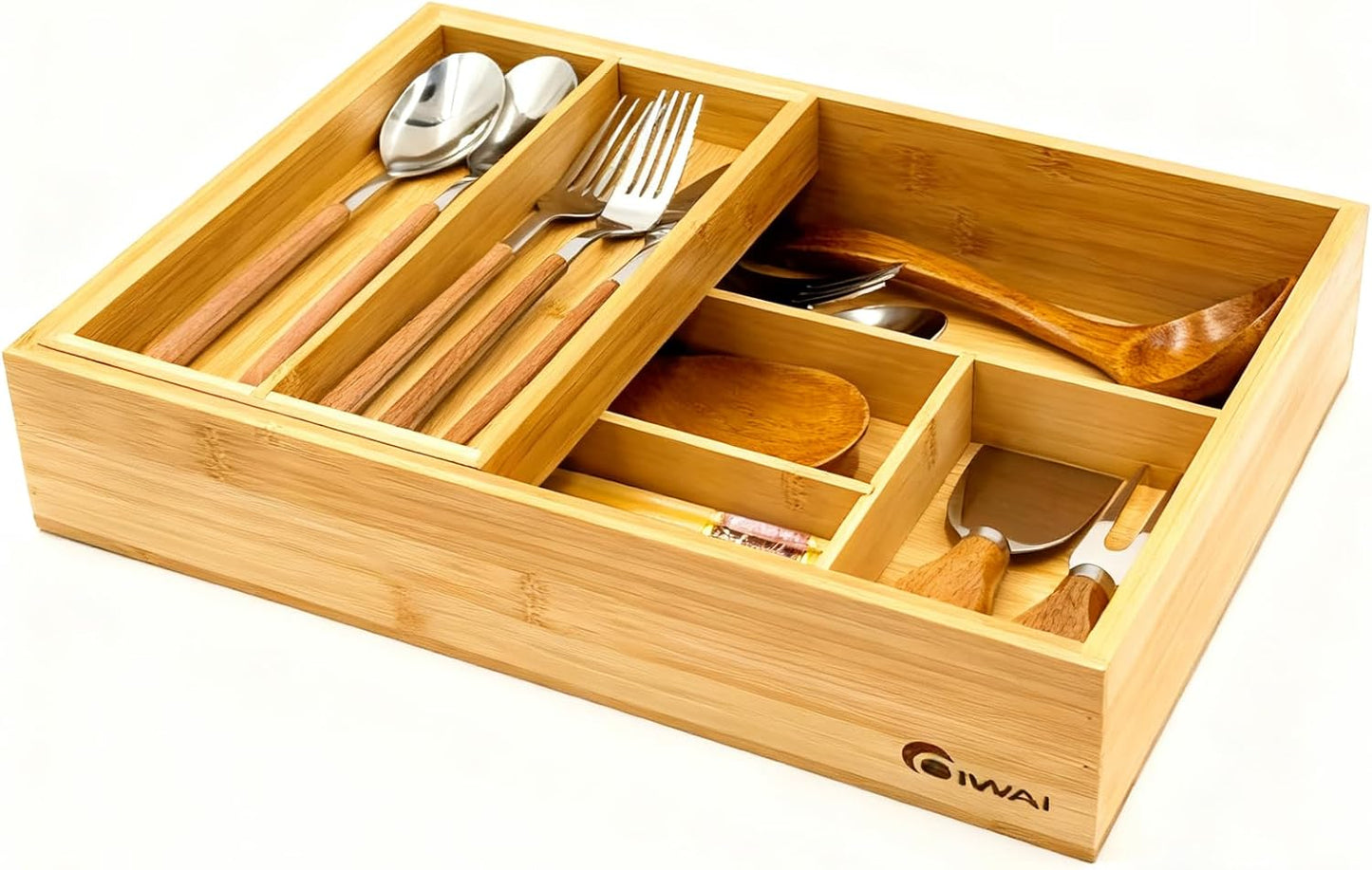 2-Tier Drawer Organizer with Removable Cutlery Tray Kitchen Utensil Silverware Drawer Organizer