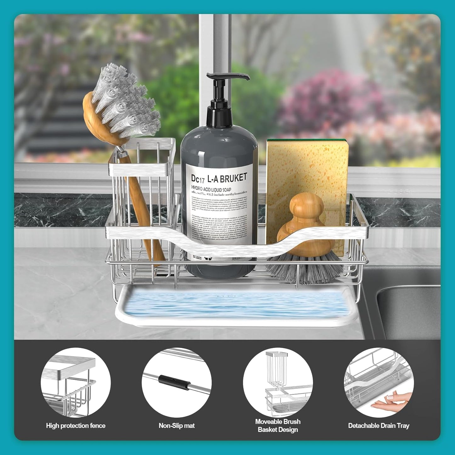 Kitchen Sink Caddy Organizer Sponge Holder for Kitchen Sink