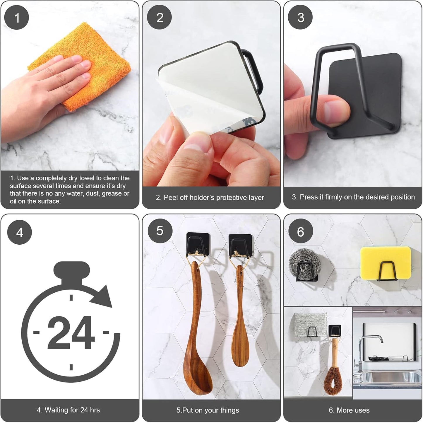 Sponge Holders for Kitchen Sink 2 Packs, Black 304 Multifuctional Stainless Steel Holder