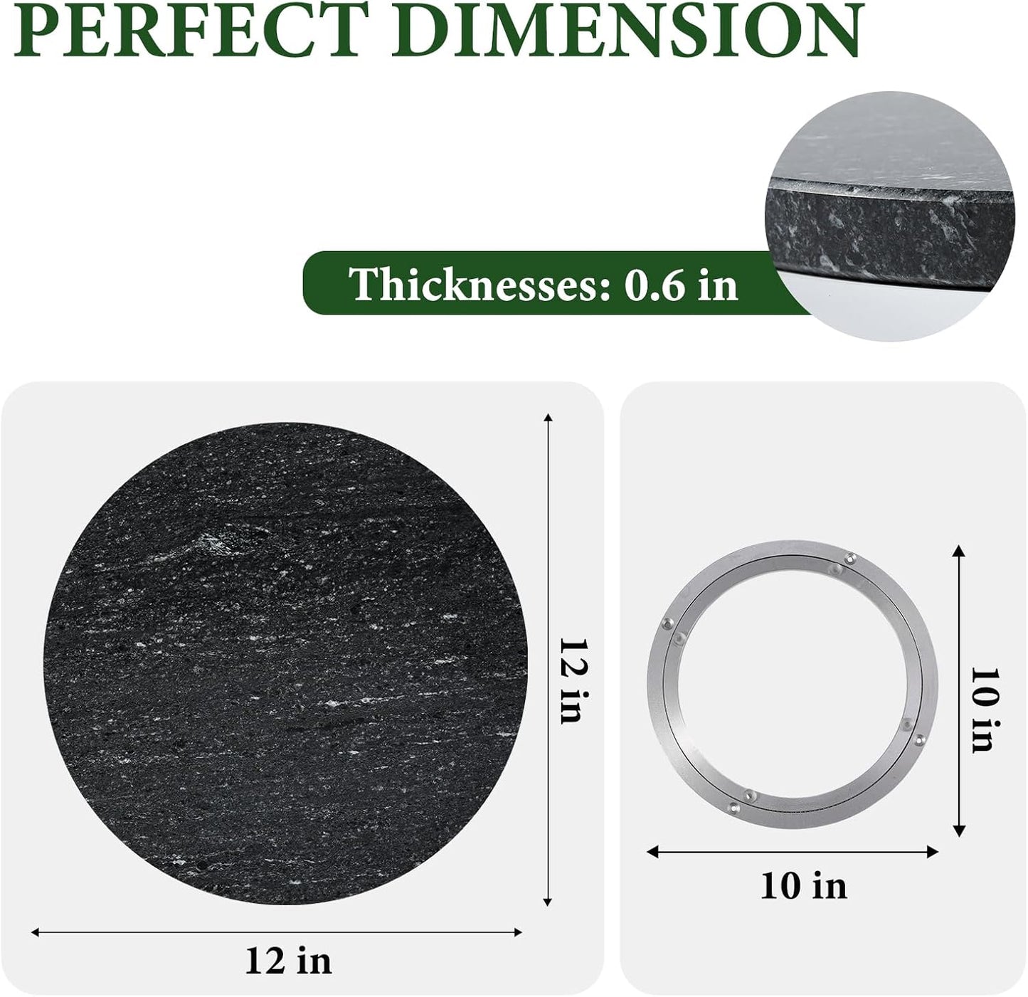 12'' Black Marble Lazy Susan Marble Turntable for Kitchen Dinning