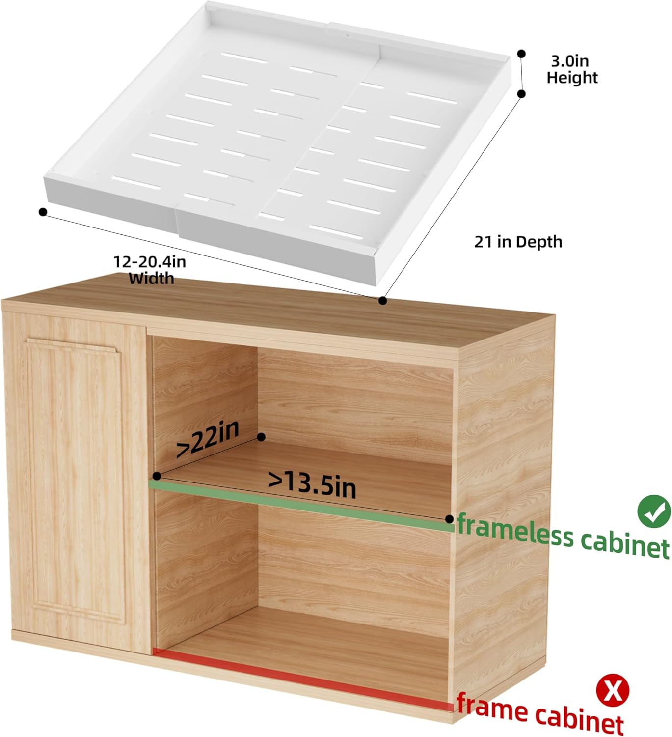 2 Pack Pull Out Cabinet Organizer Expandable, Adhesive with Nano Film