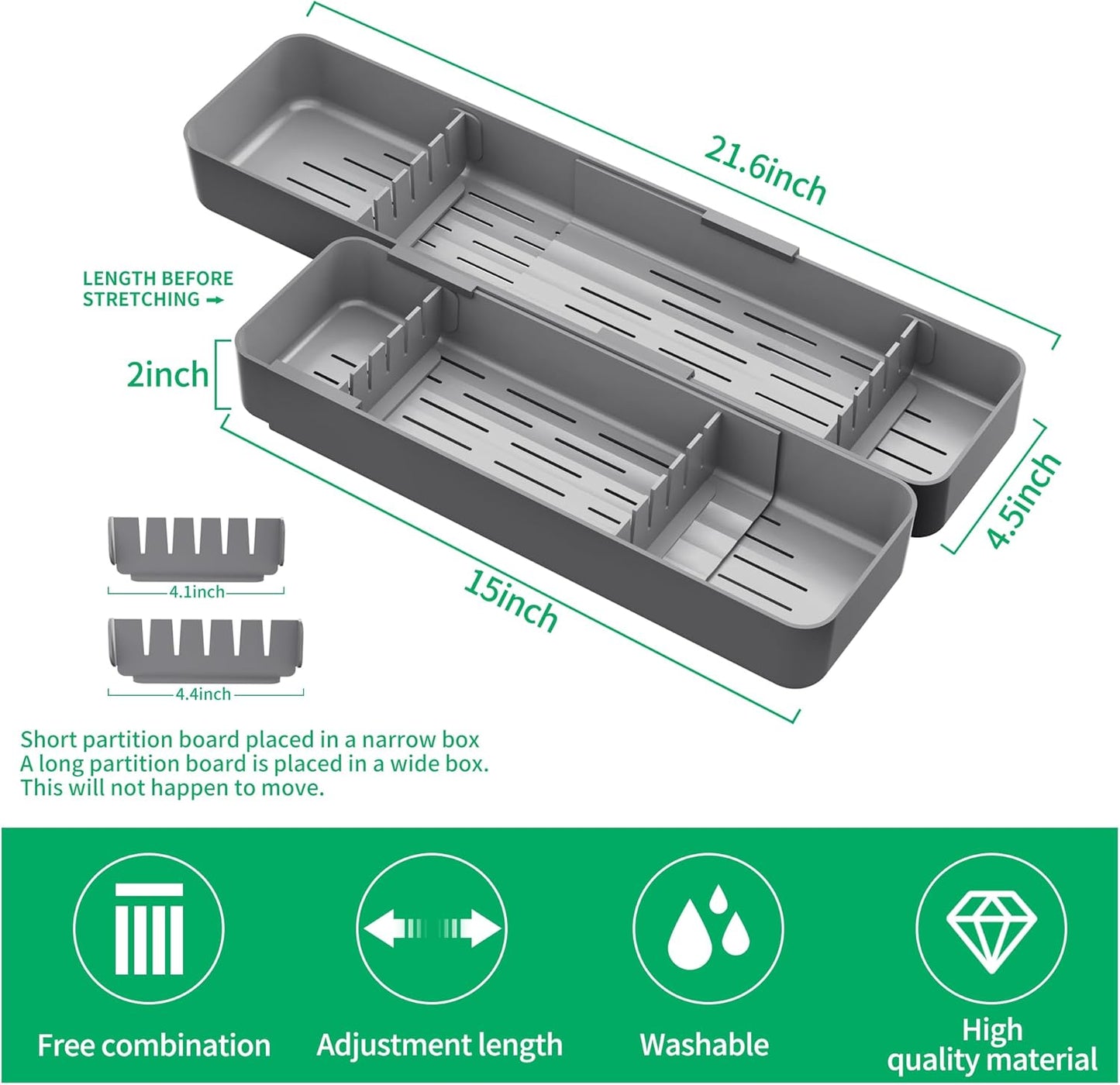 Kitchen Drawer Silverware Organizer, Adjustable Cutlery Organizer, Expandable Utensils Holder