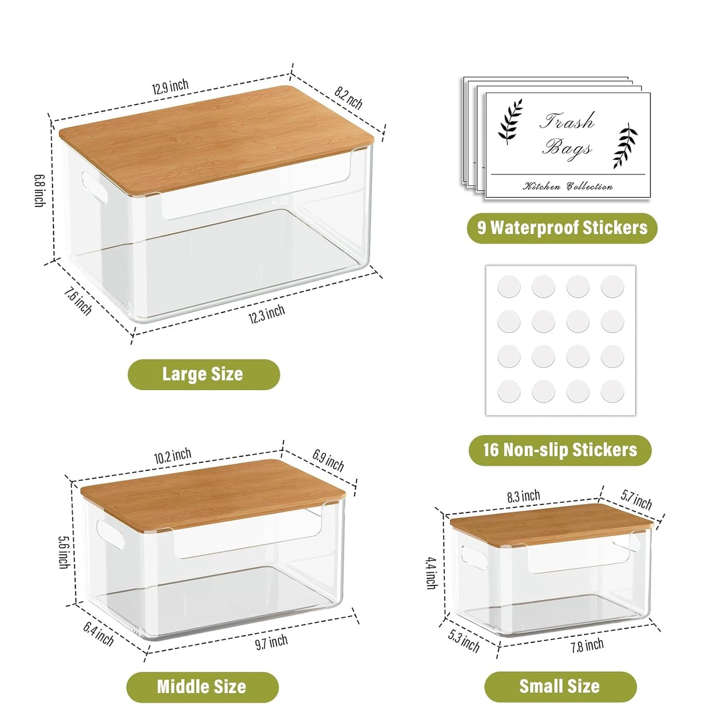 3 Pack Trash Bag Holder Dispenser with Lid