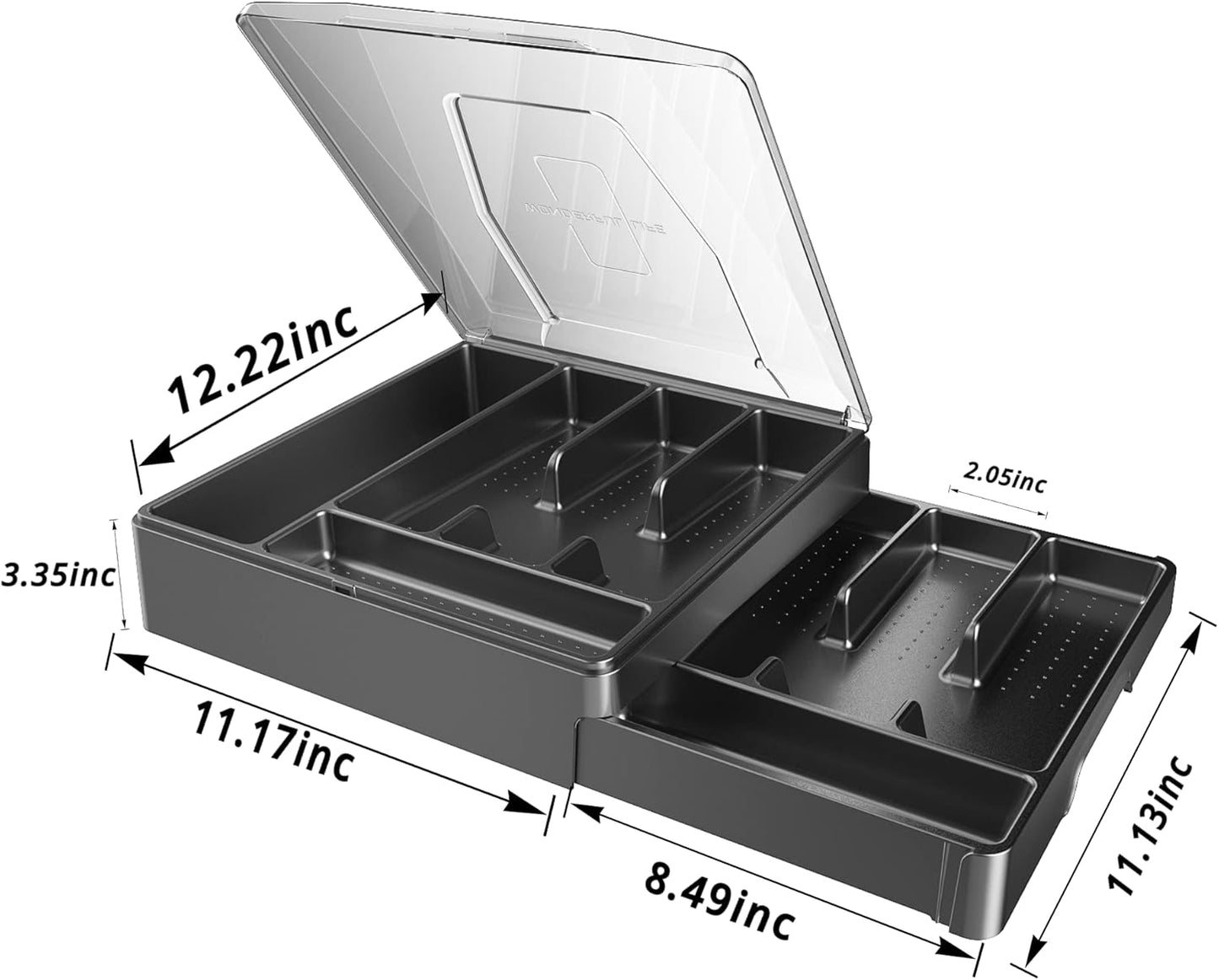 Double Layer Silverware Tray with Lid, Drawer Organizer for Utensil Tray