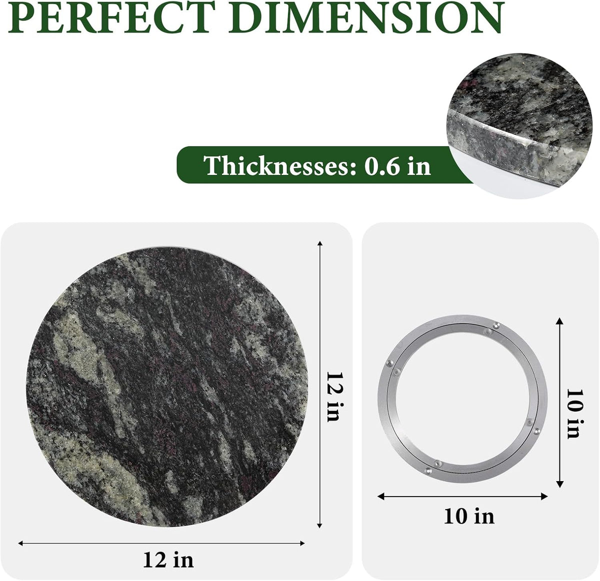 Koville 12'' Black Marble Lazy Susan for Dinning