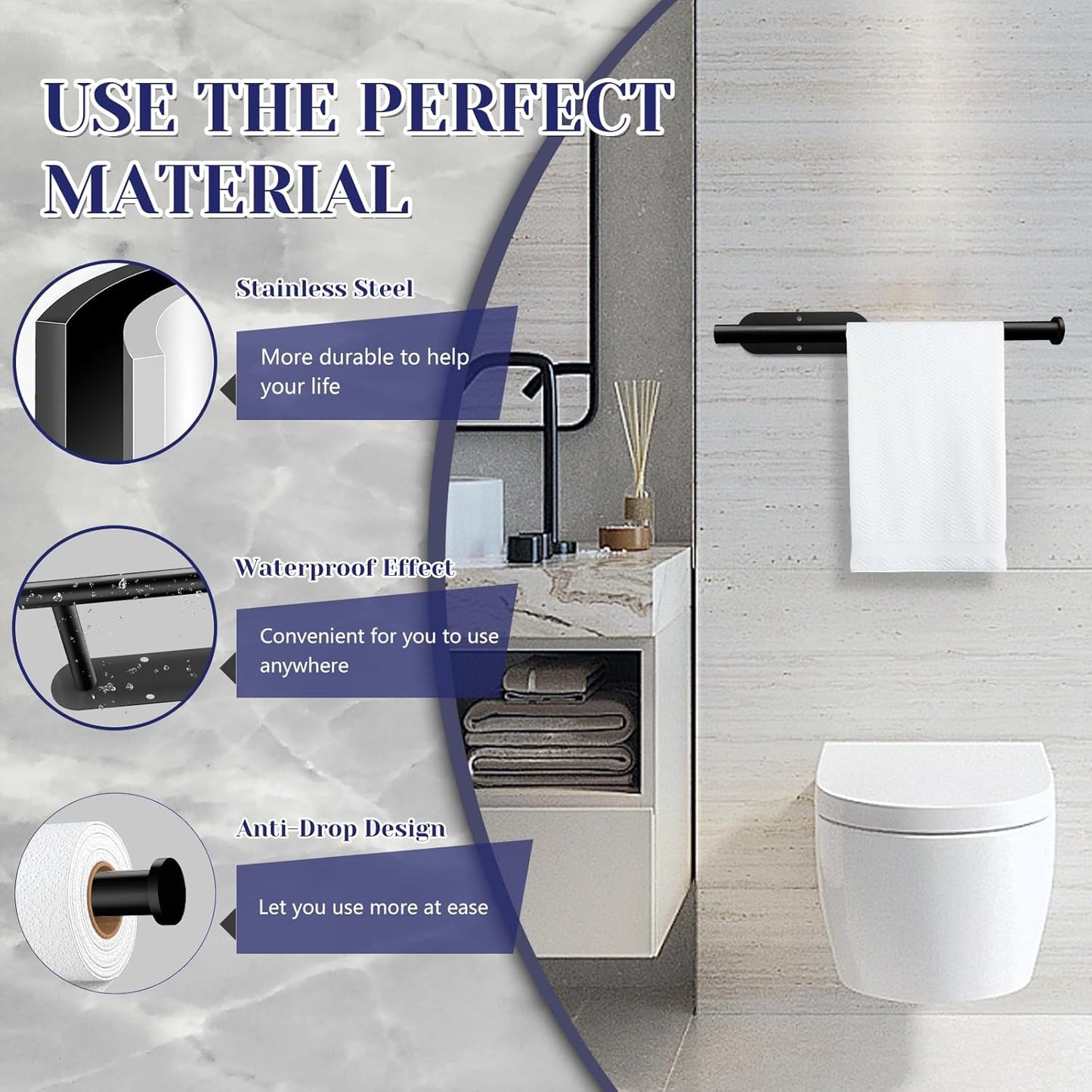 Paper Towel Holder, Self Adhesive or Drilling Paper Towel Holder Under Cabinet