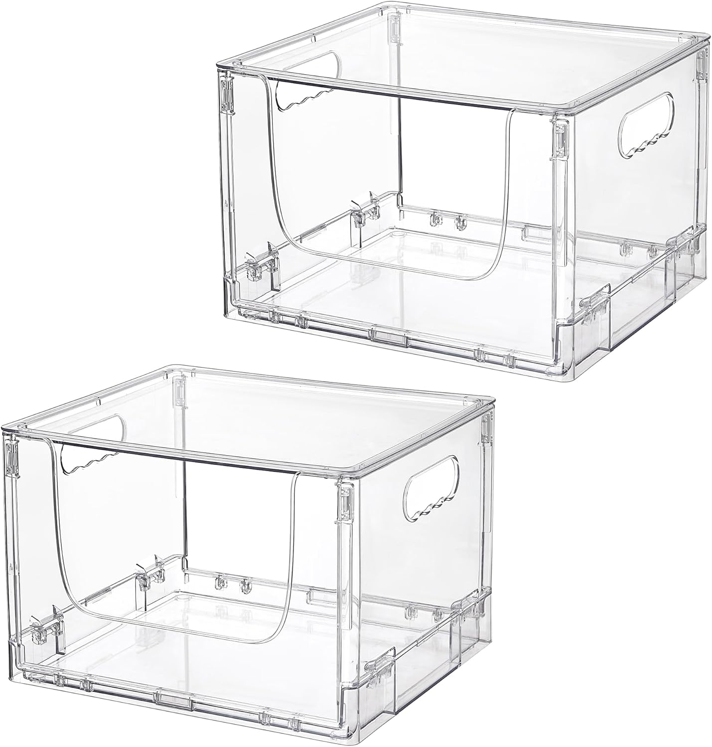 2 Pack Large Foldable Open Front Storage Bins with Lids for Potato and Onion