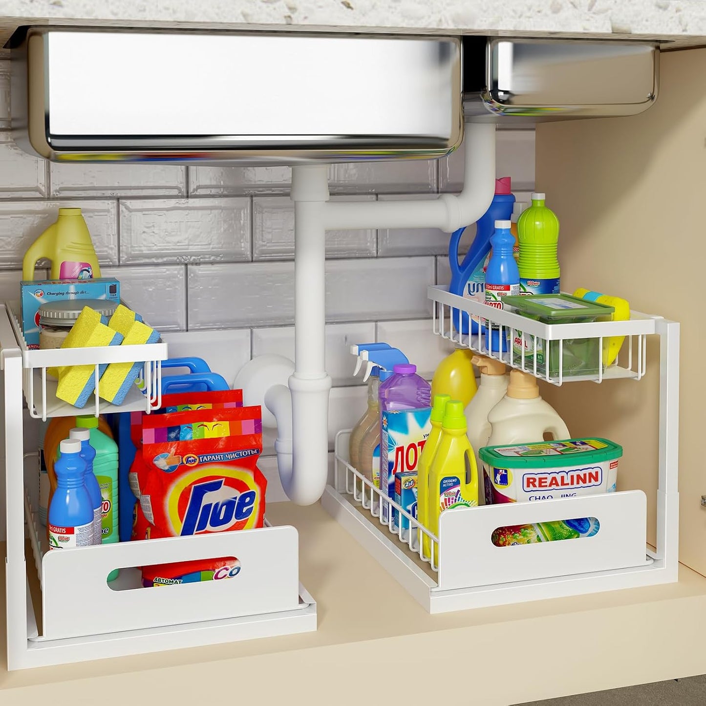 Under Sink Organizer, Pull Out Cabinet Organizer
