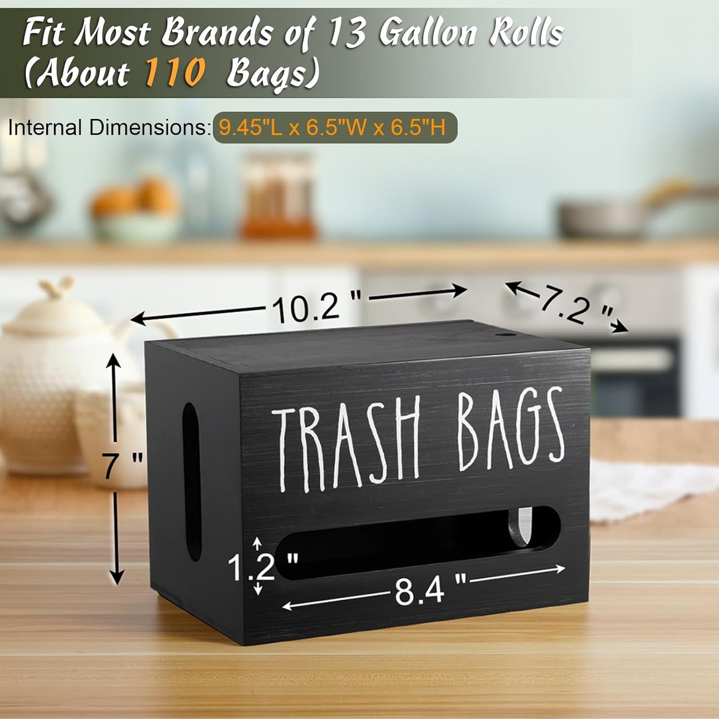 Trash Bag Dispenser, Large Wooden Trash Bag Holder Wall Mount
