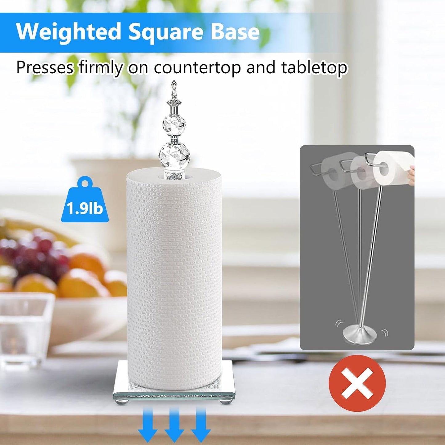 Crystal Paper Towel Holder, Bling Silver Paper Towel Roll Holder