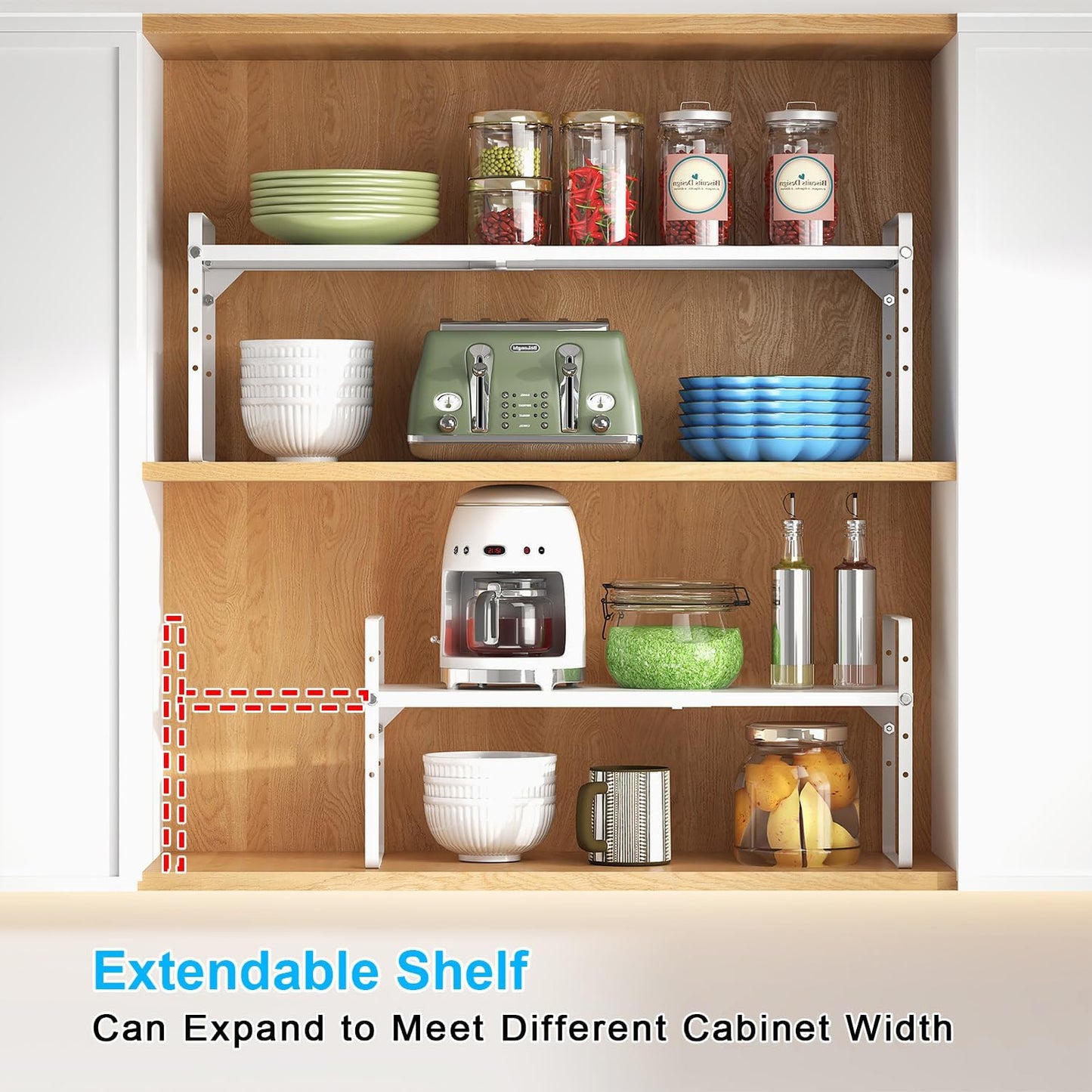 15.5 to 25.5 Inch Expandable Kitchen Cabinet Organizer Shelf