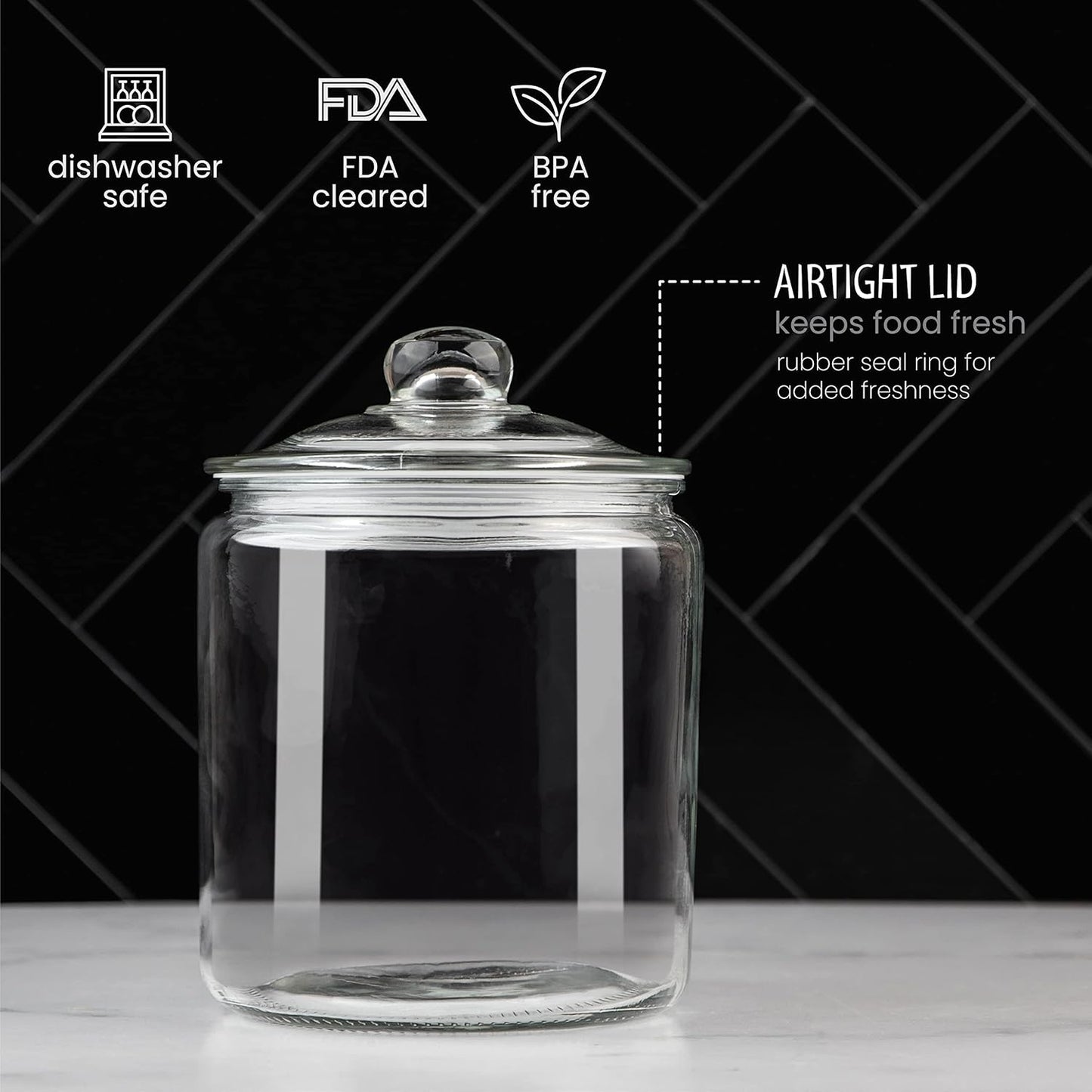 1 Gallon Glass Cookie Jar with Lid – Glass Jar with Lid
