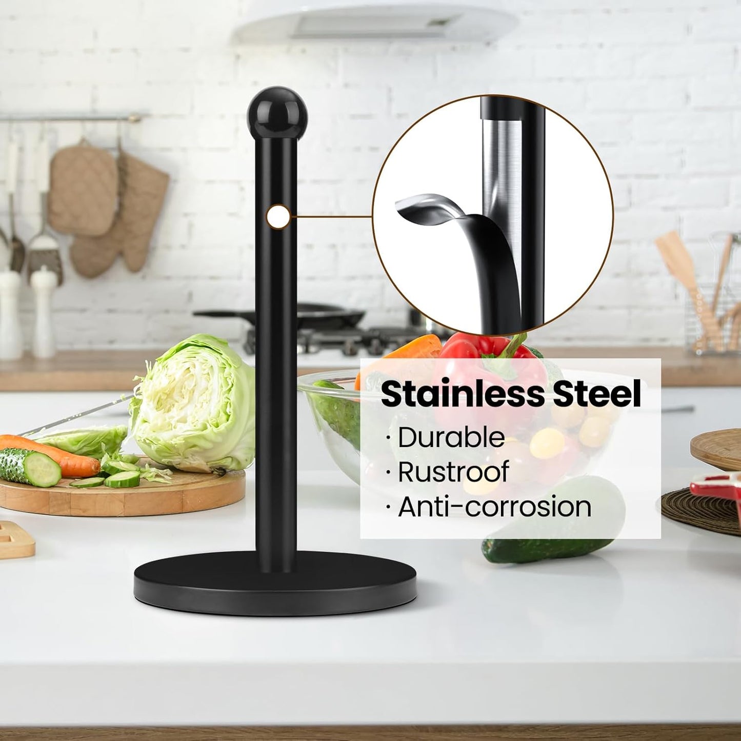 Paper Towel Holder, Black Kitchen Paper Towels Holder Stand