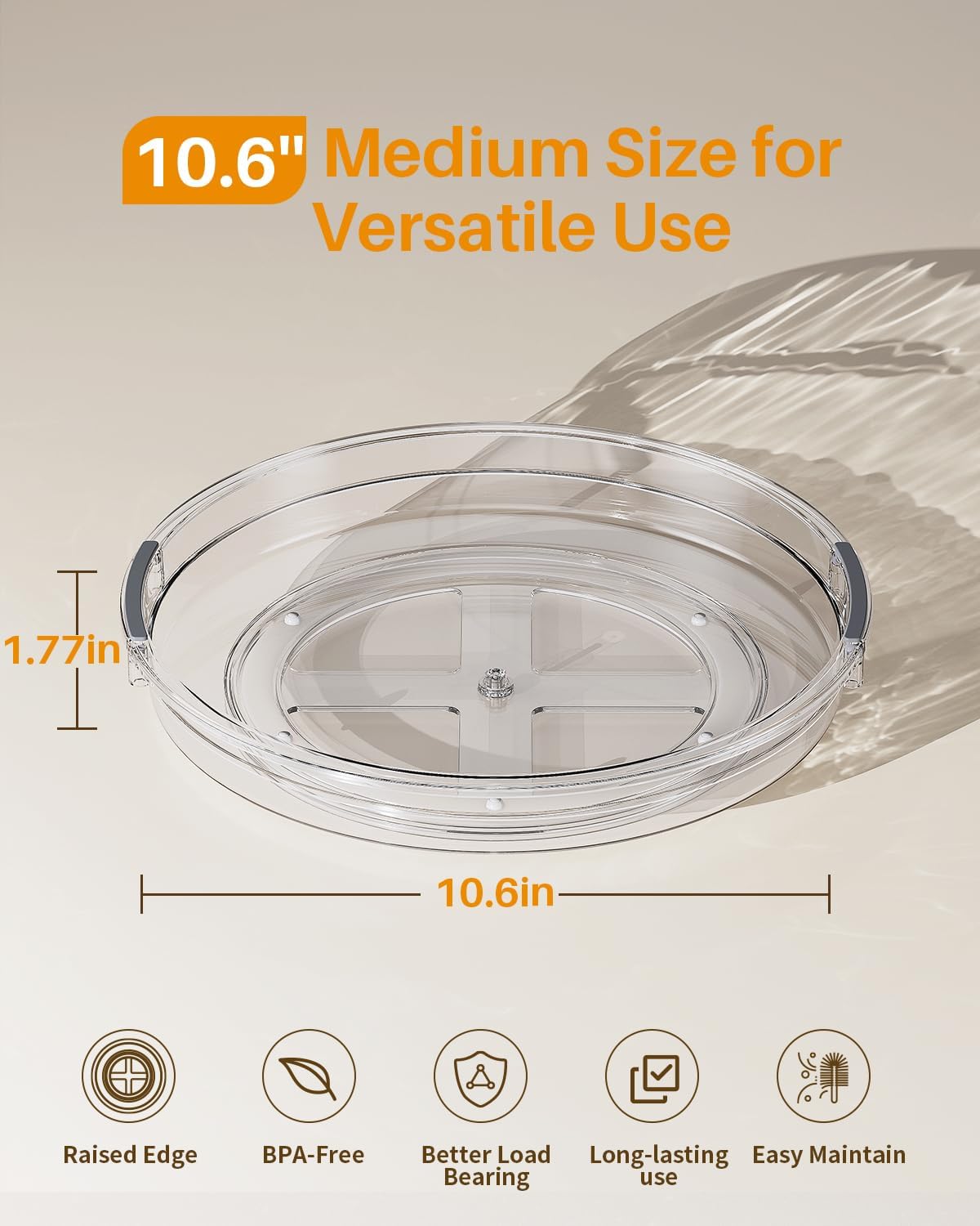 2 Pack 10.6in Lazy Susan Organizer Turntable for Cabinet