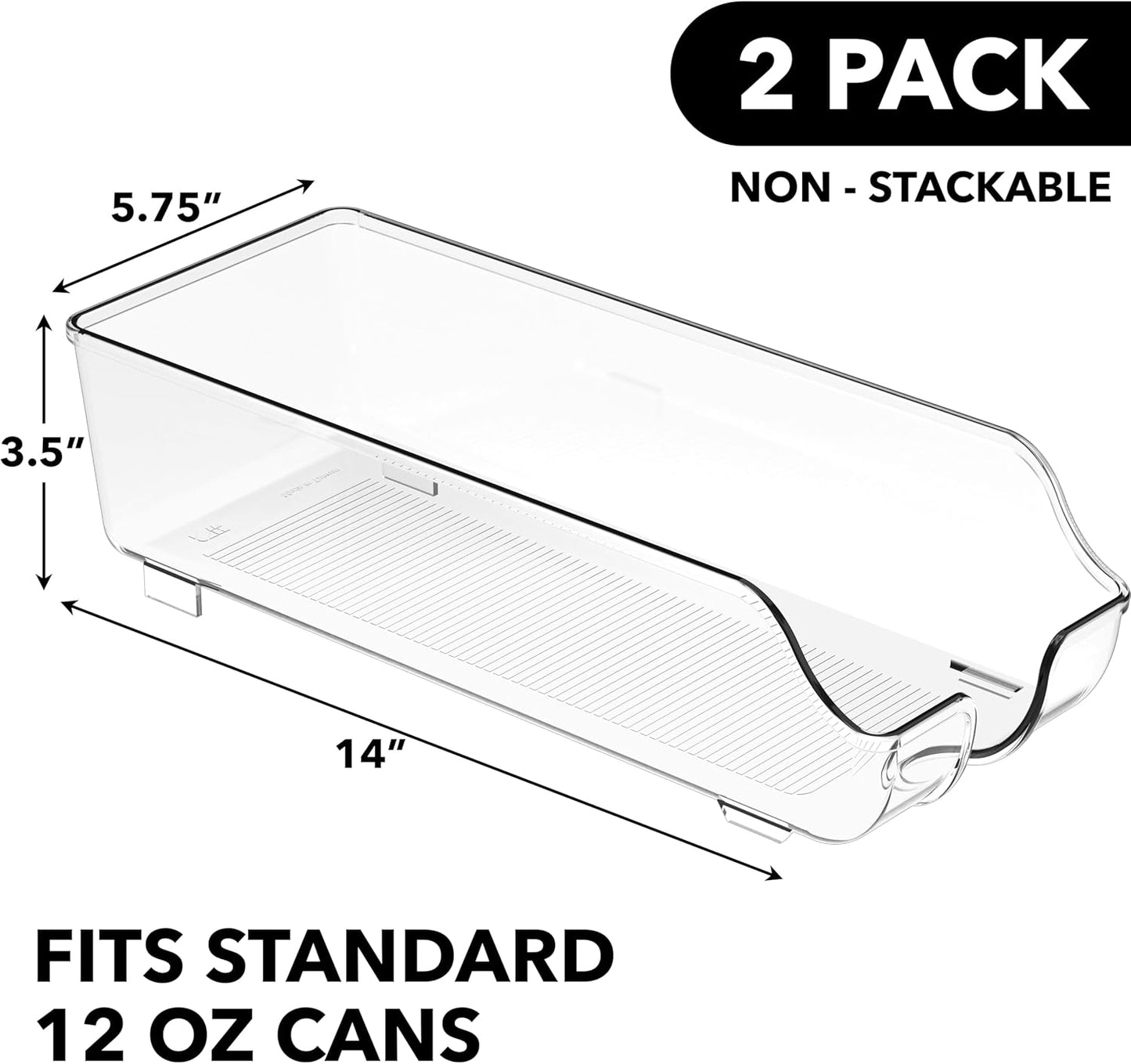 Soda Can Organizer and Dispenser for Refrigerator / Pantry, Clear