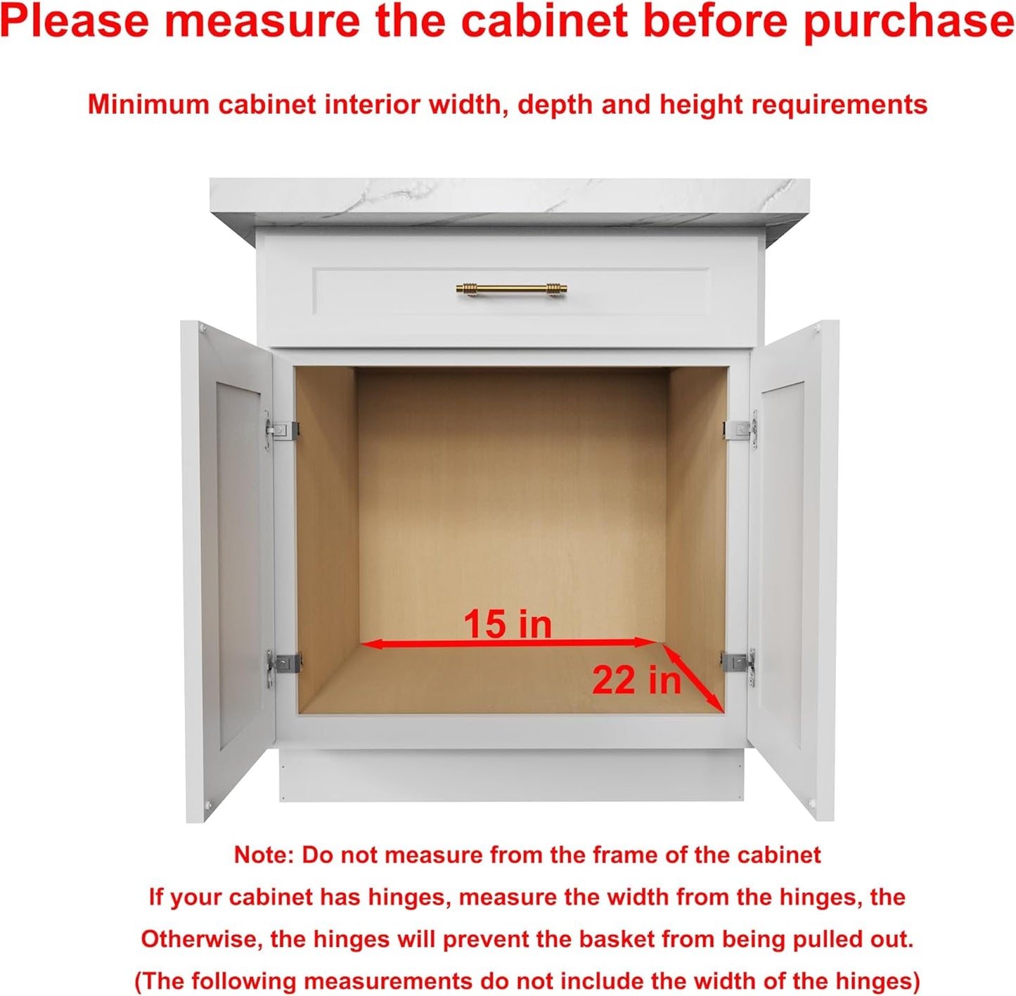 Wood Pull Out Cabinet Organizer 14" W x 21" D