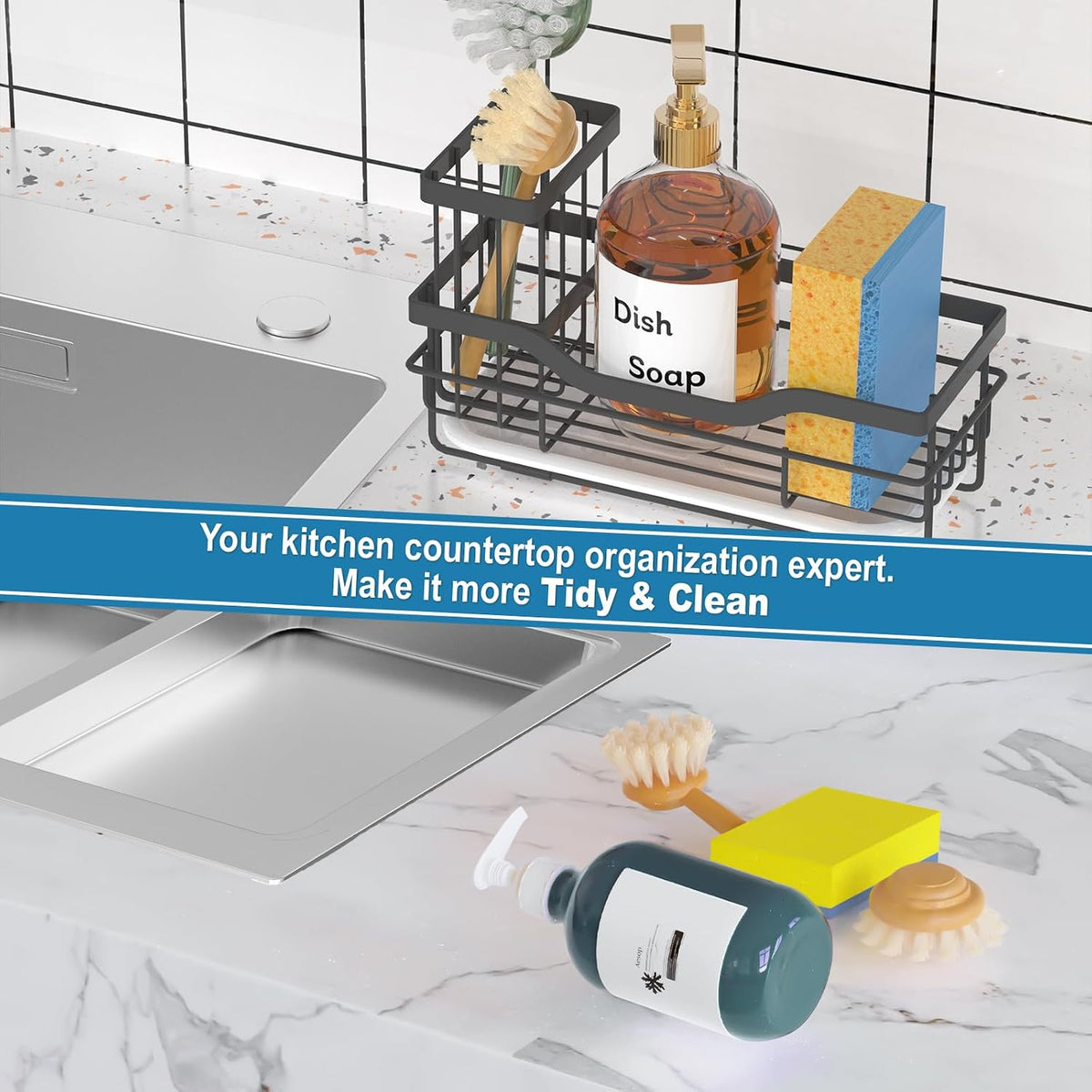 Sponge Holder for Kitchen Caddy Sink Organizer