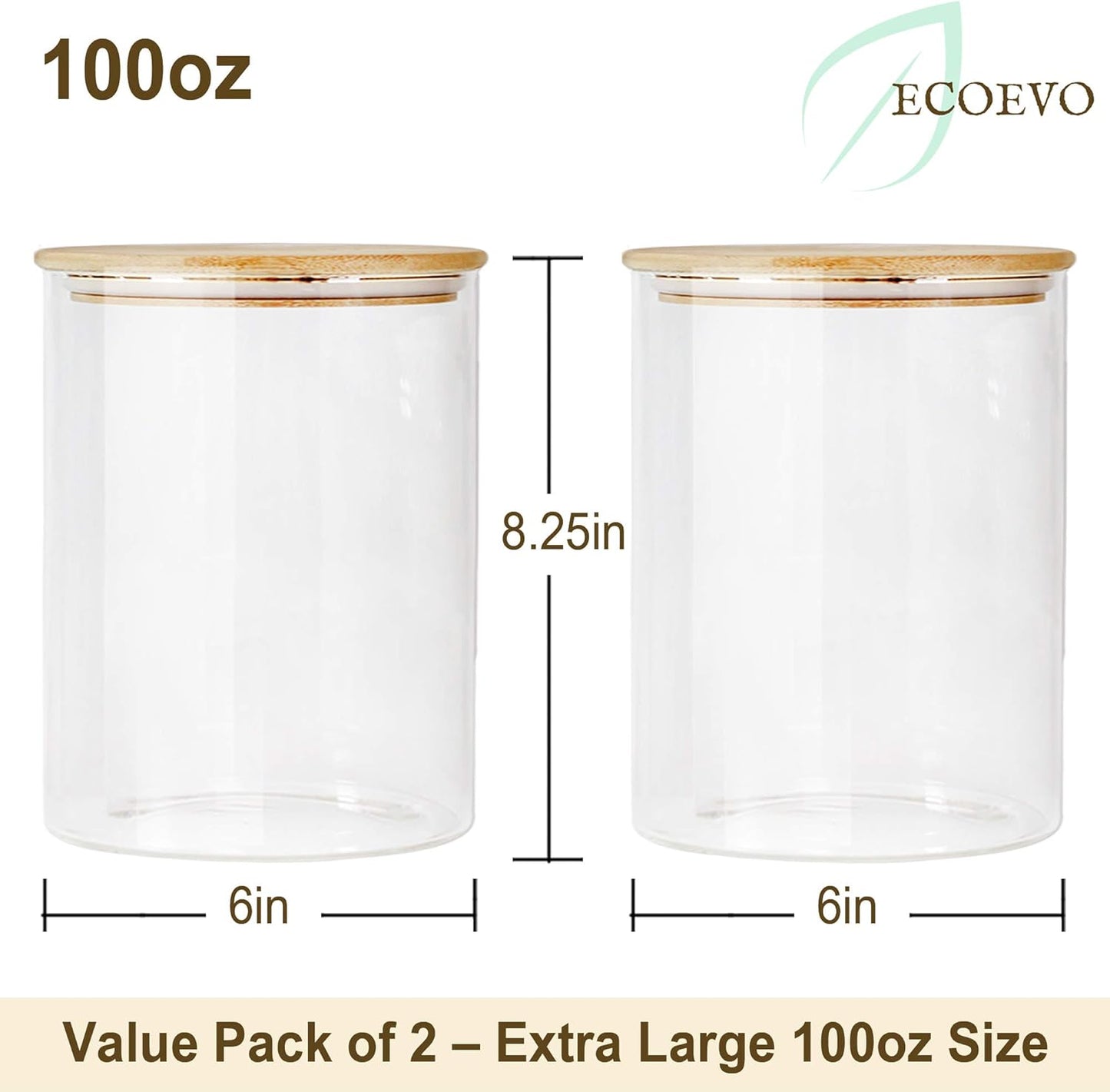 Glass Jars with Bamboo Lids, Glass Food Jars and Canisters Sets, Flour Jar