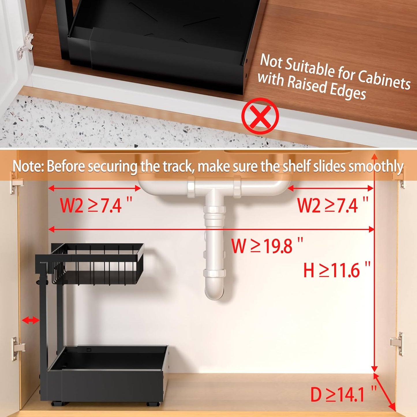 2-Pack Expandable Under Sink Organizers and Storage, 2-Tier Adjustable Pull-Out Cabinet Organizers