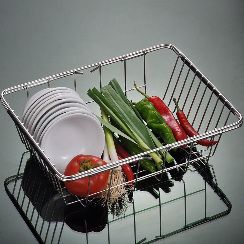 Adjustable Over Sink Dish Drying Rack Stainless Steel Dish Drainer
