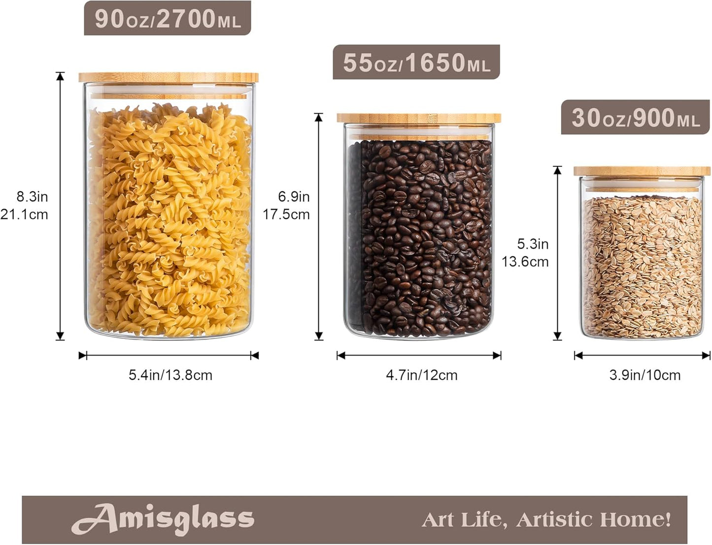 Glass Storage Containers with Wooden Lids