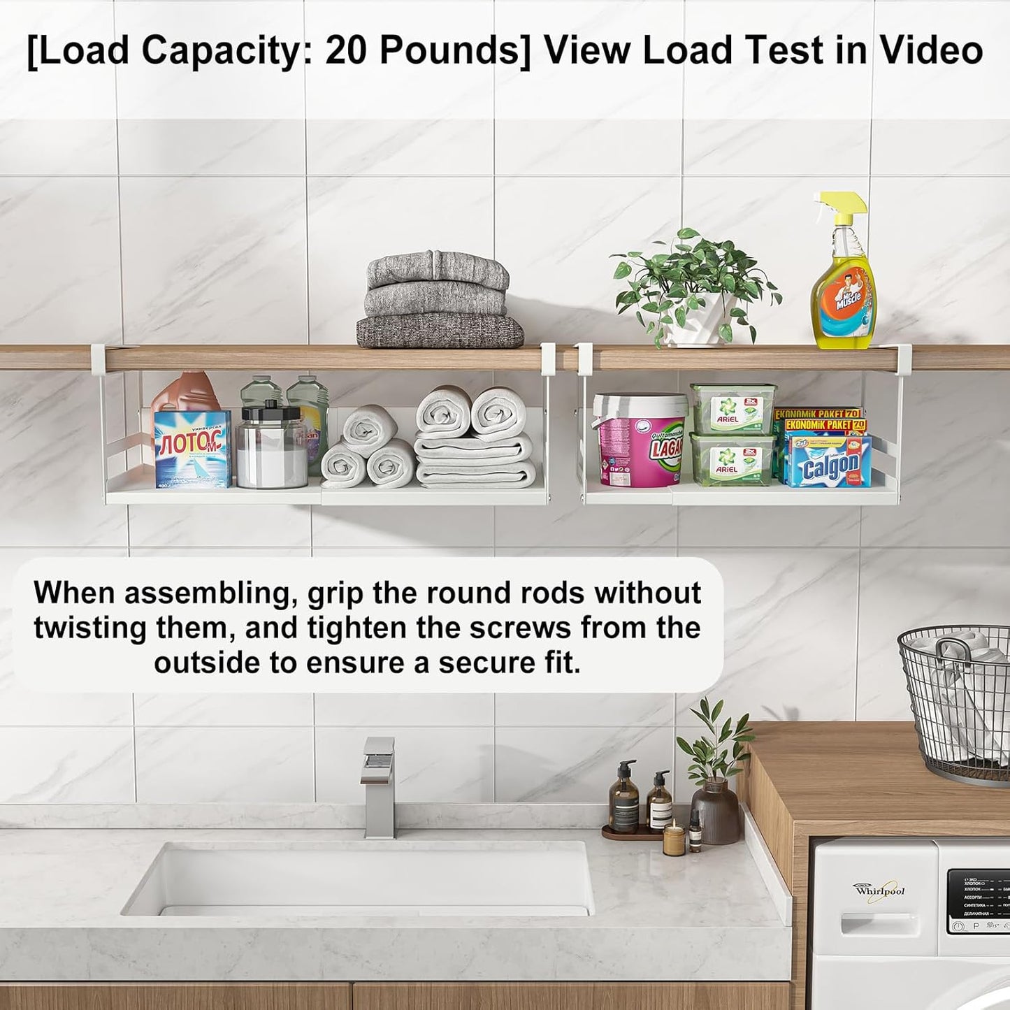 Expandable Under Cabinet Shelf Organizer with 0.94-Inch Thick Clips