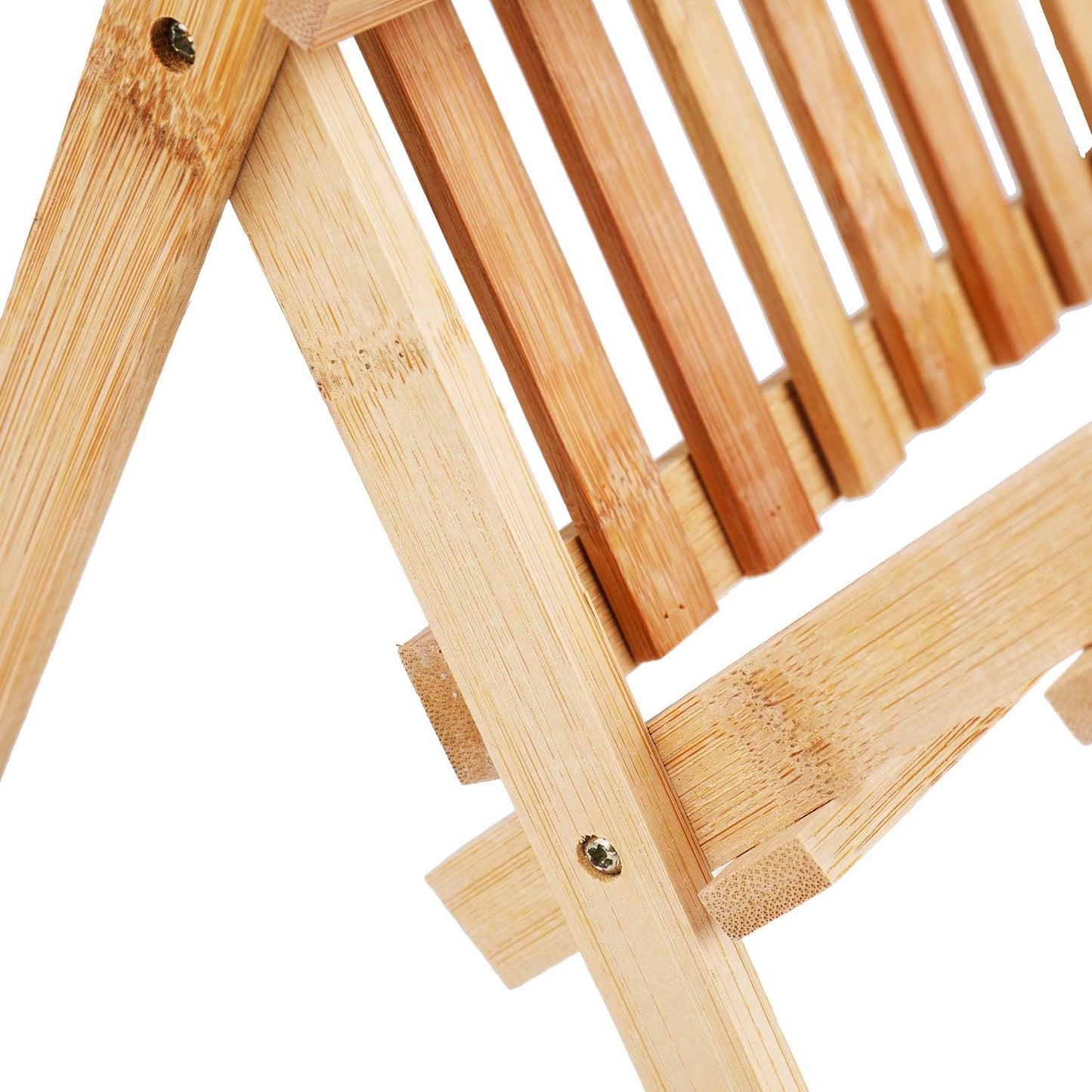 Collapsible Bamboo Dish Drying Rack - Plate Holder Dish Rack Cup Drying Strainer for Dish, Plate
