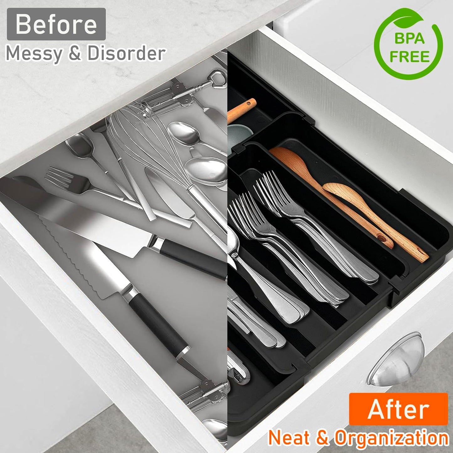 Silverware Organizer - Expandable Kitchen Drawer Organizer, Utensil Drawer Organizer