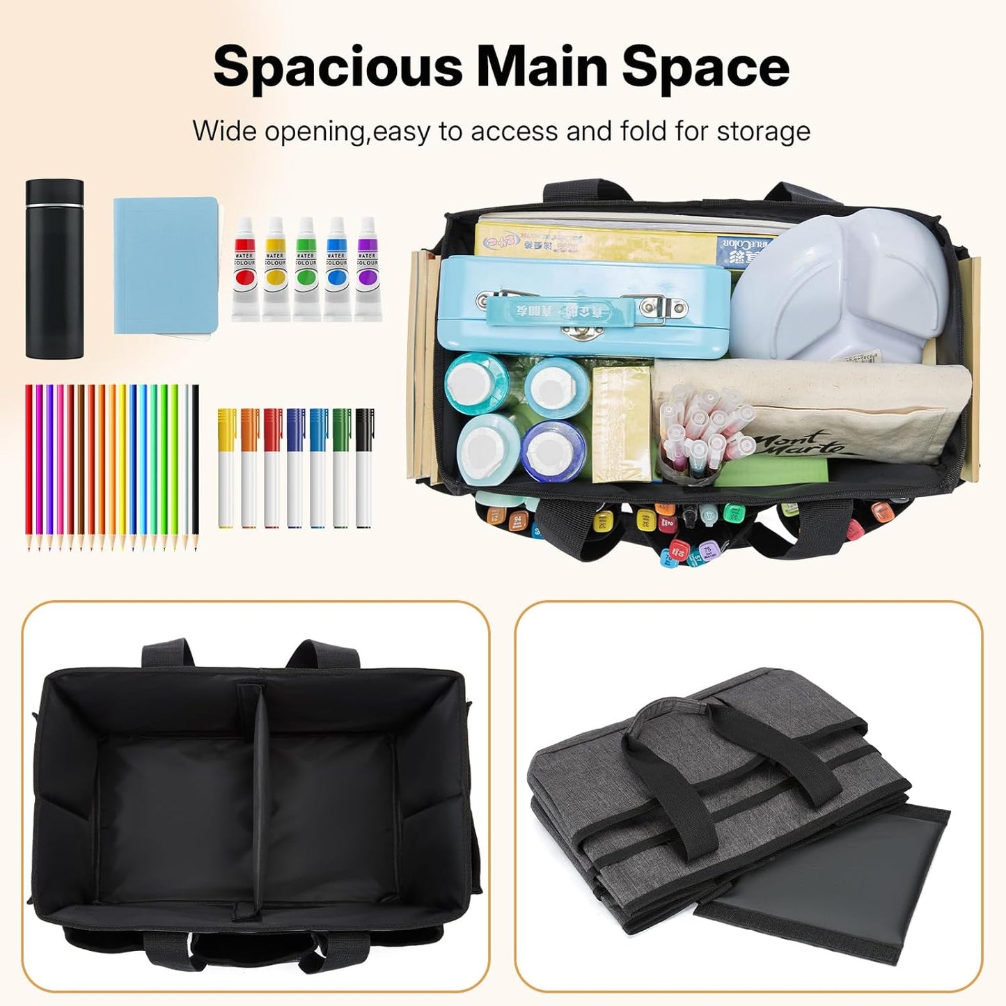 Craft Tote Bag, Art Organizer,Cleaning Supply Caddy, Carrying Bag with Handle for Multi-Purpose